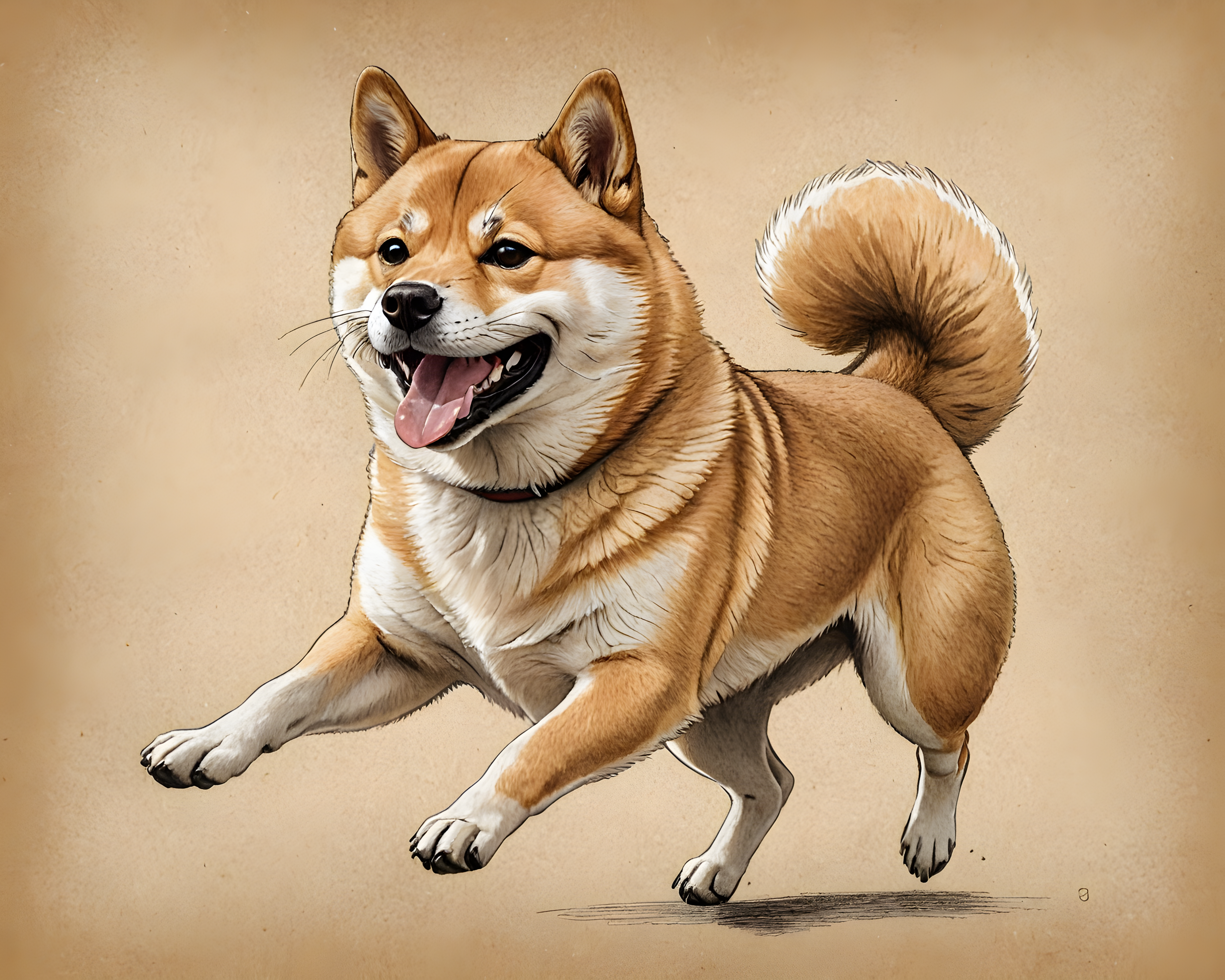 Doge Shiba — Pencil Sketch (Happy)