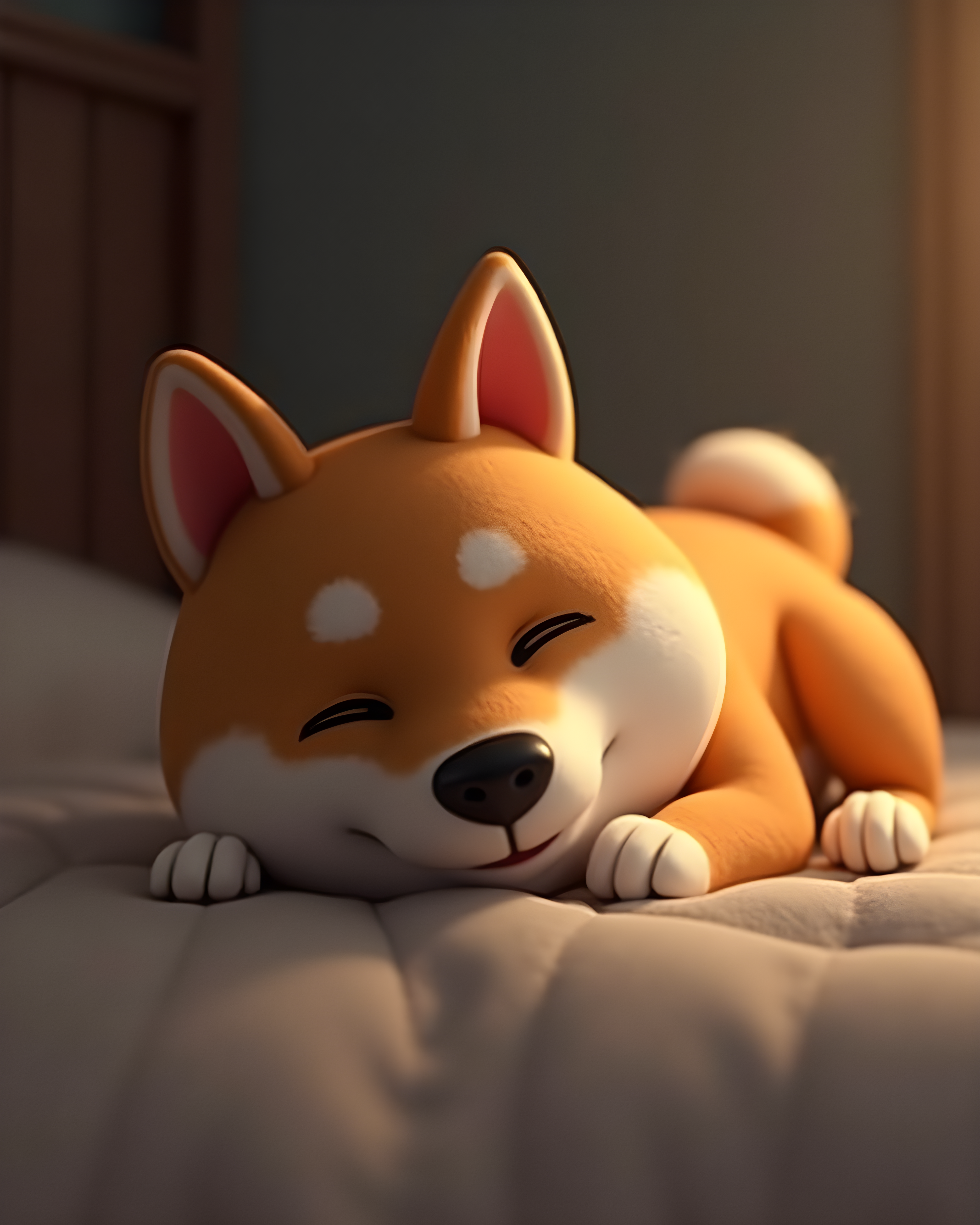 Doge Shiba — 3D Render (Aesthetic) — Wall Art (Printable) — Portrait 4×5