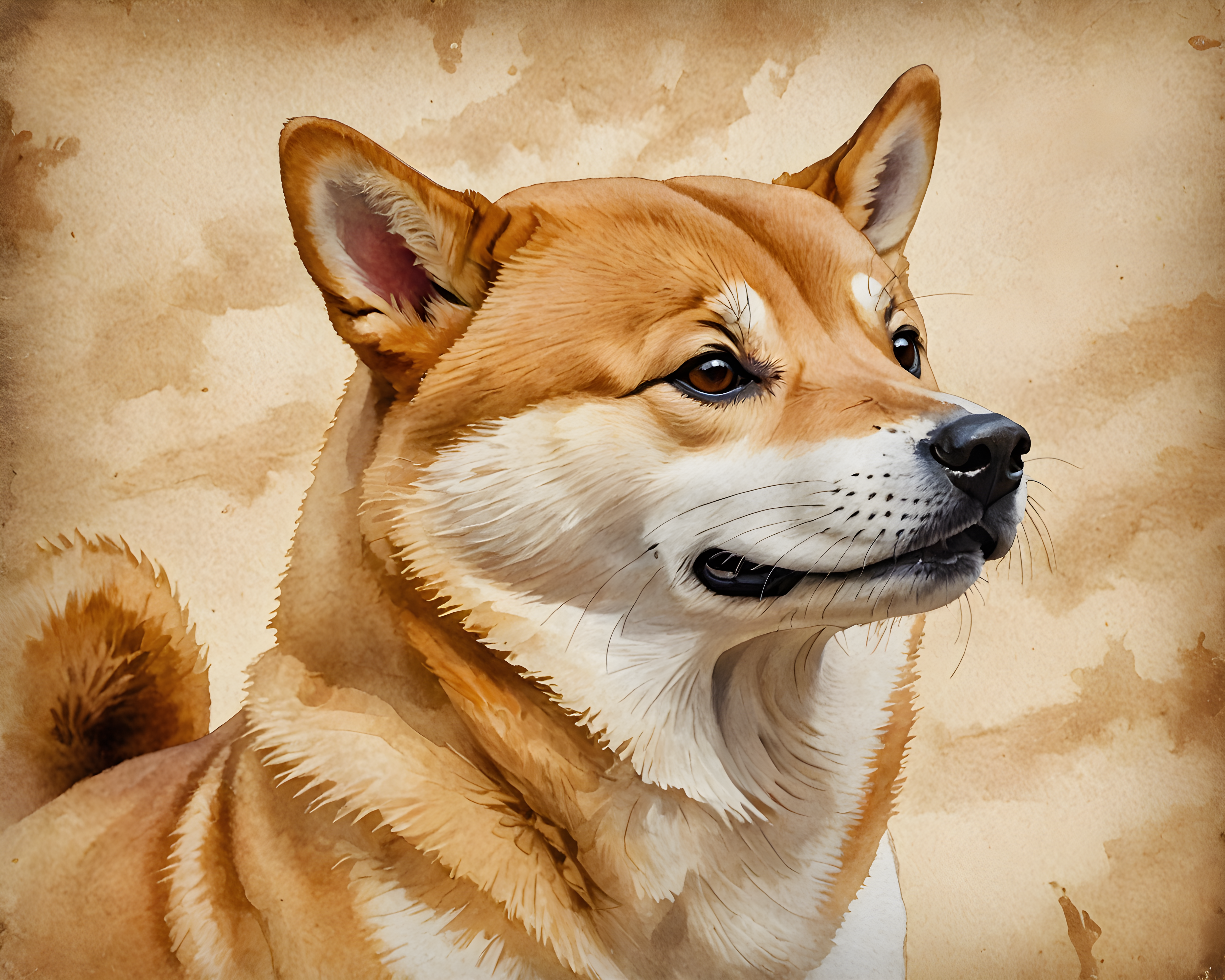 Doge Shiba — Watercolor (Energetic)
