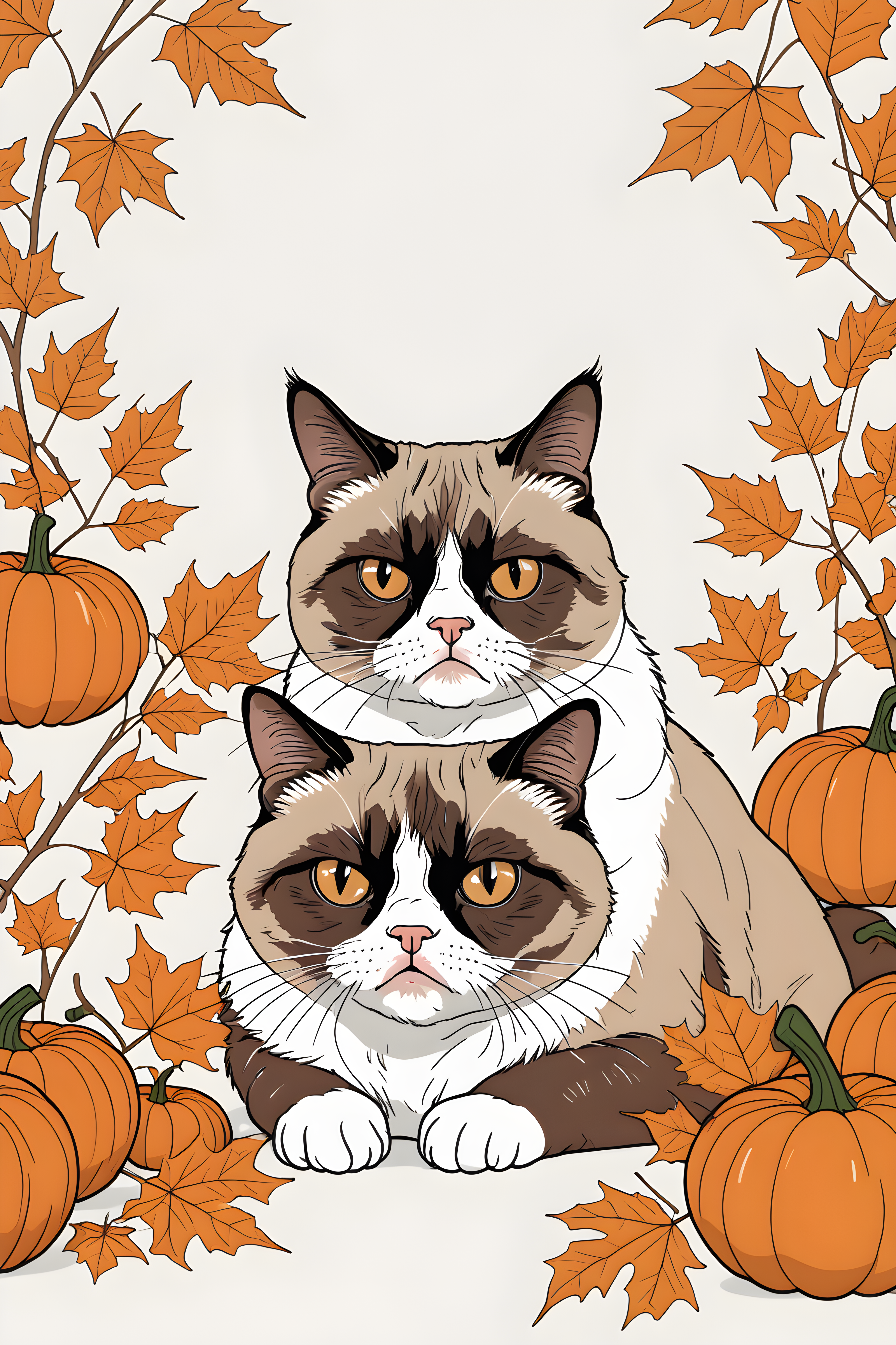 Grumpy Cat — Minimalist Line Art (Seasonal)