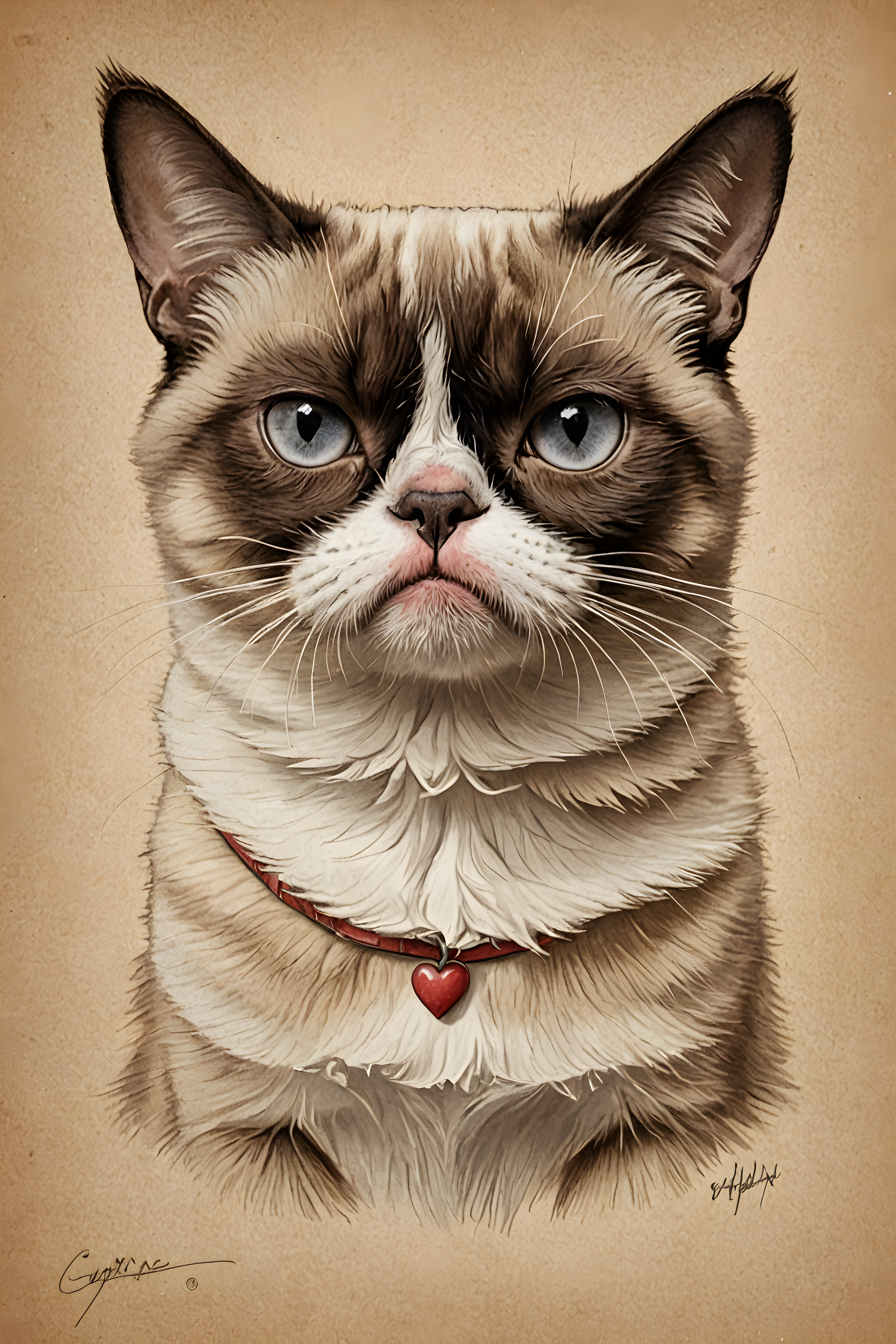 Grumpy Cat — Pencil Sketch (Romantic)