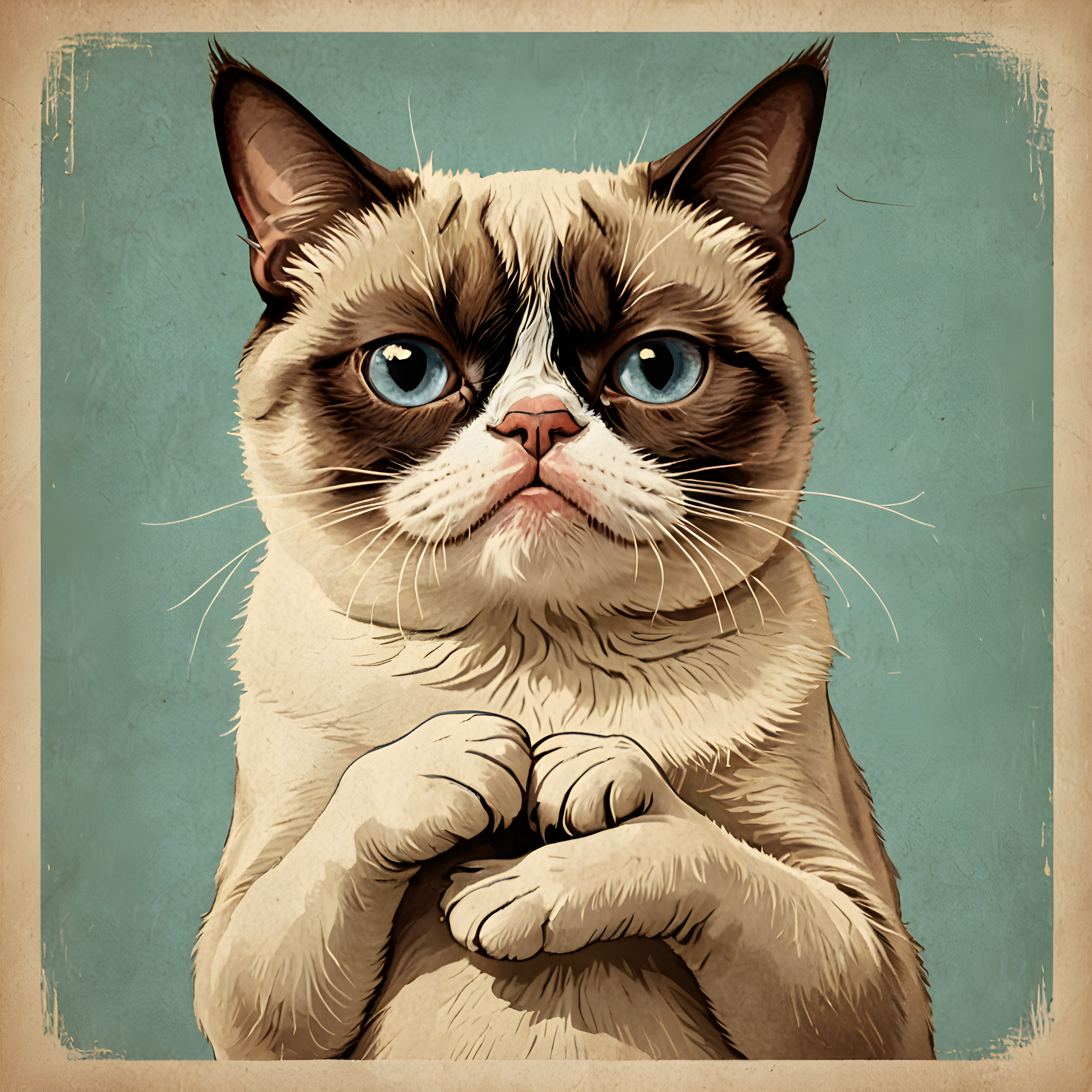 Grumpy Cat — Vintage Poster (Cute)