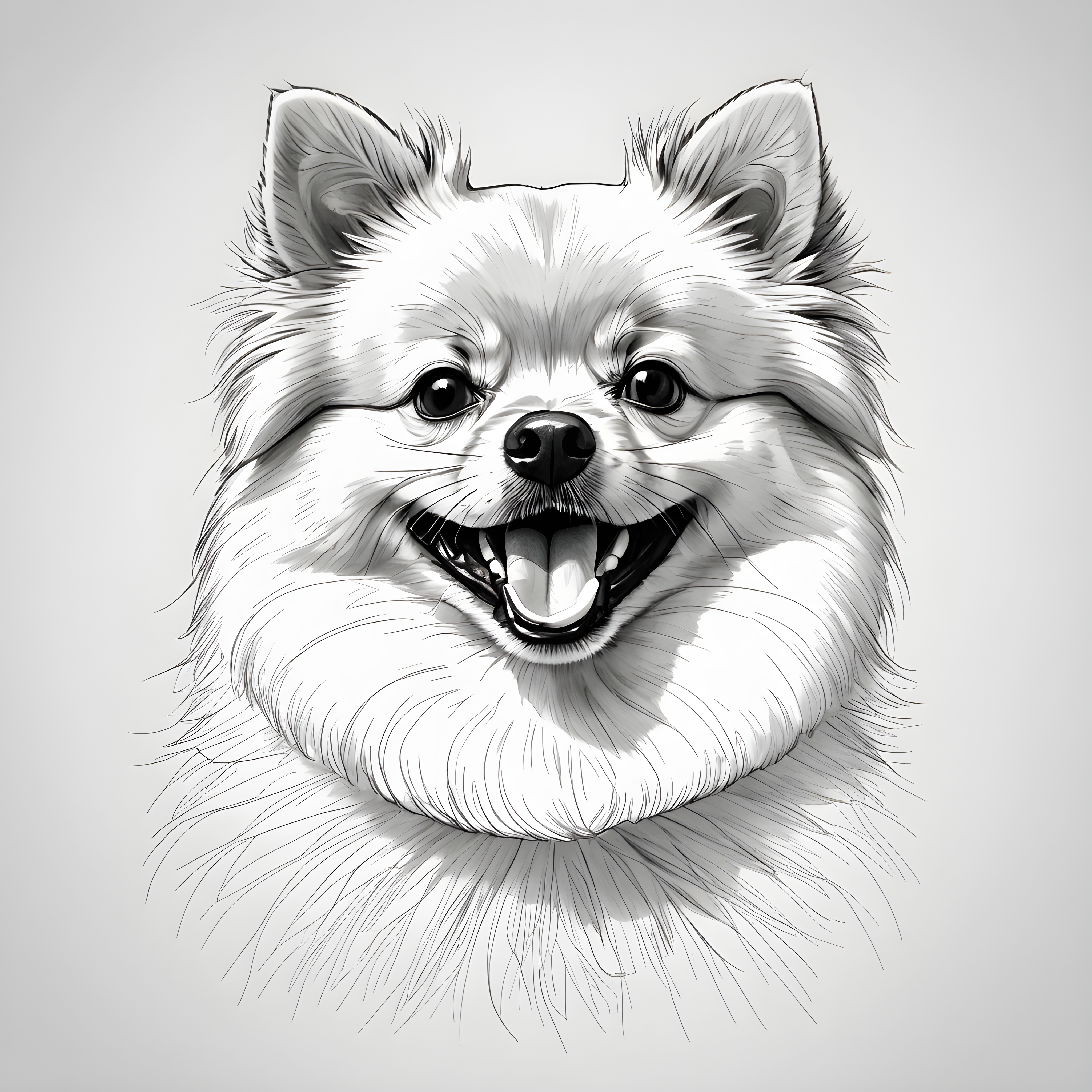 Judgmental Pomeranian — Minimalist Line Art (Happy)