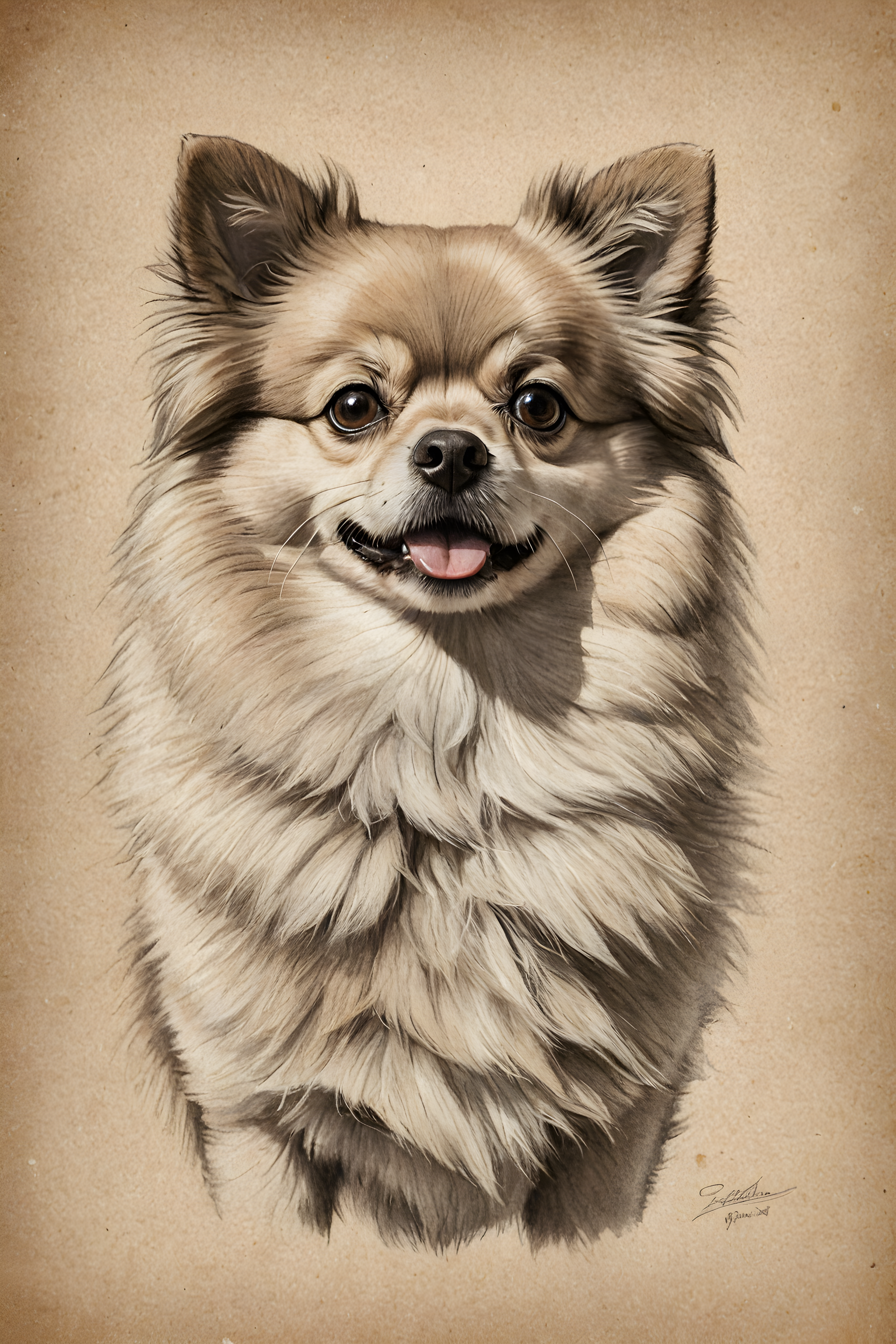 Judgmental Pomeranian — Pencil Sketch (Emotional)