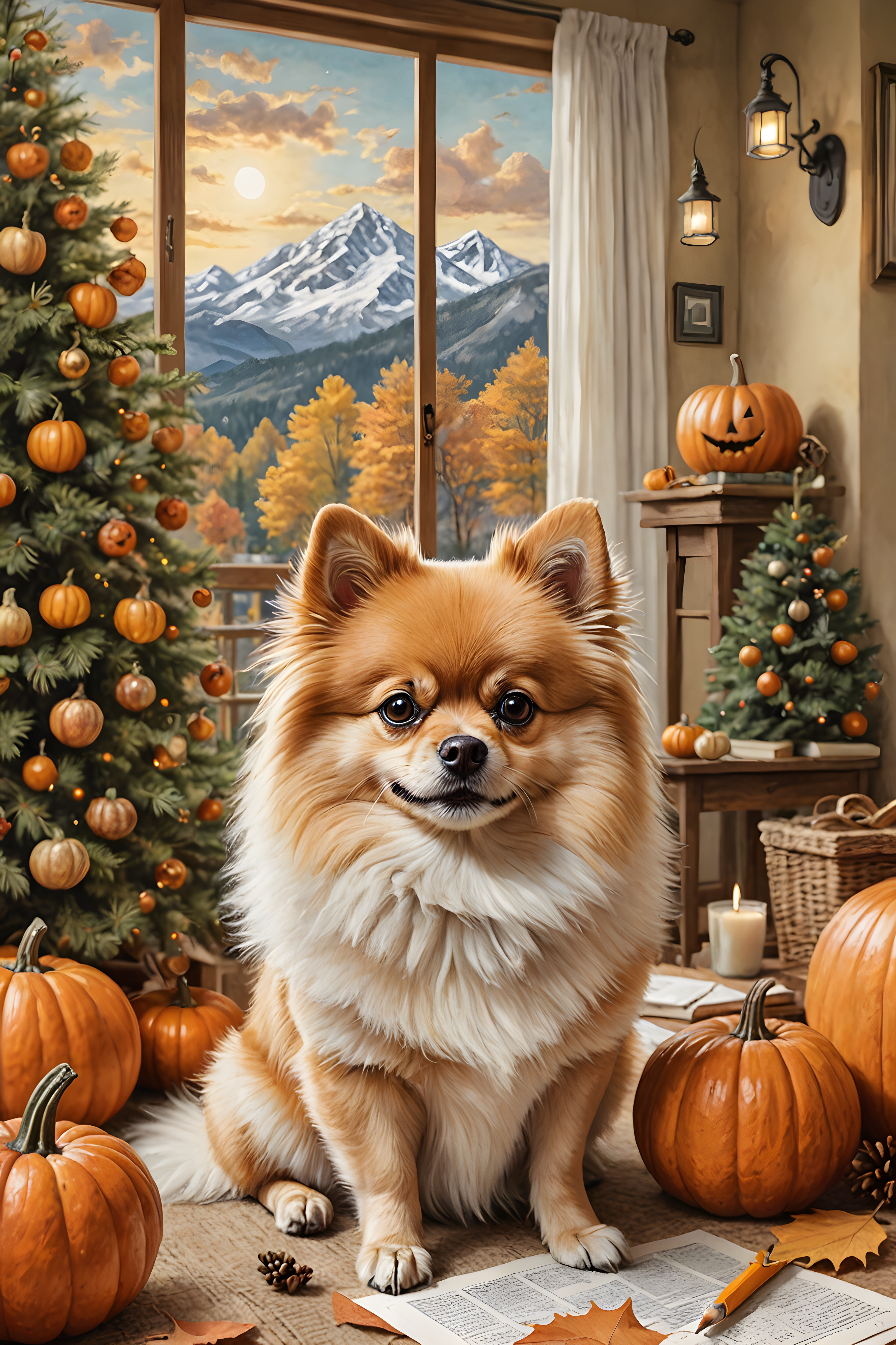 Judgmental Pomeranian — Pencil Sketch (Seasonal)