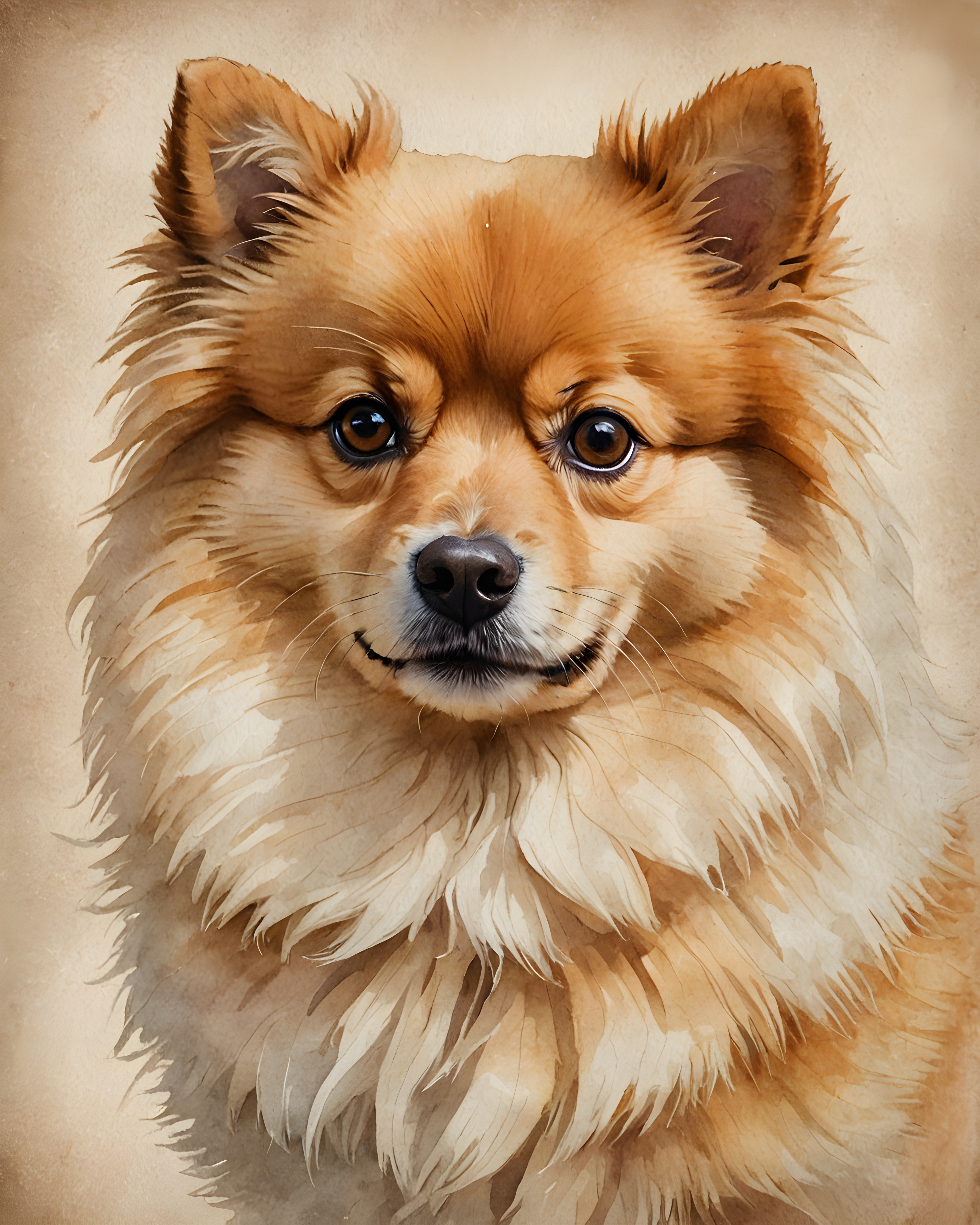 Judgmental Pomeranian — Watercolor (Emotional)