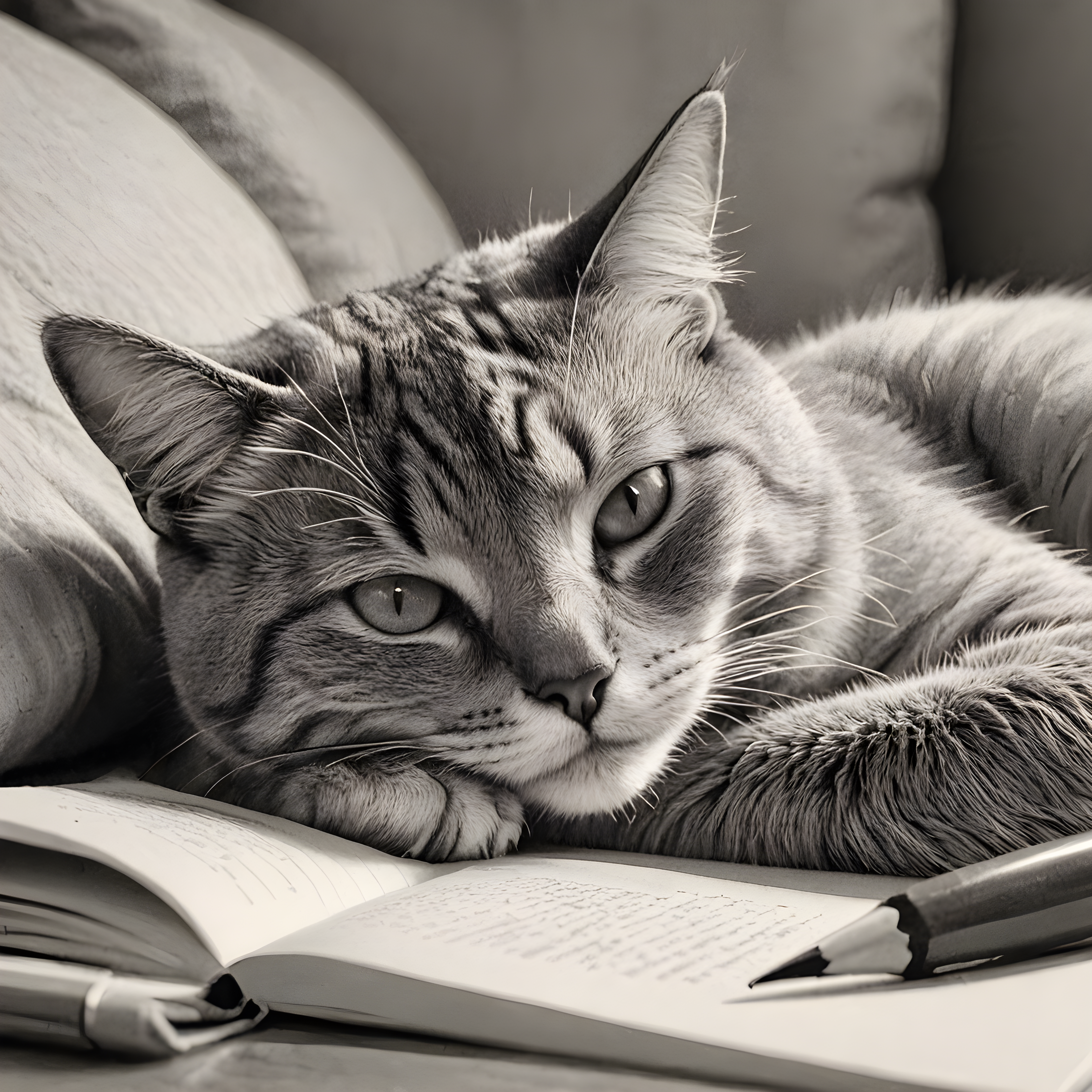 Loaf Cat — Pencil Sketch (Sleepy)
