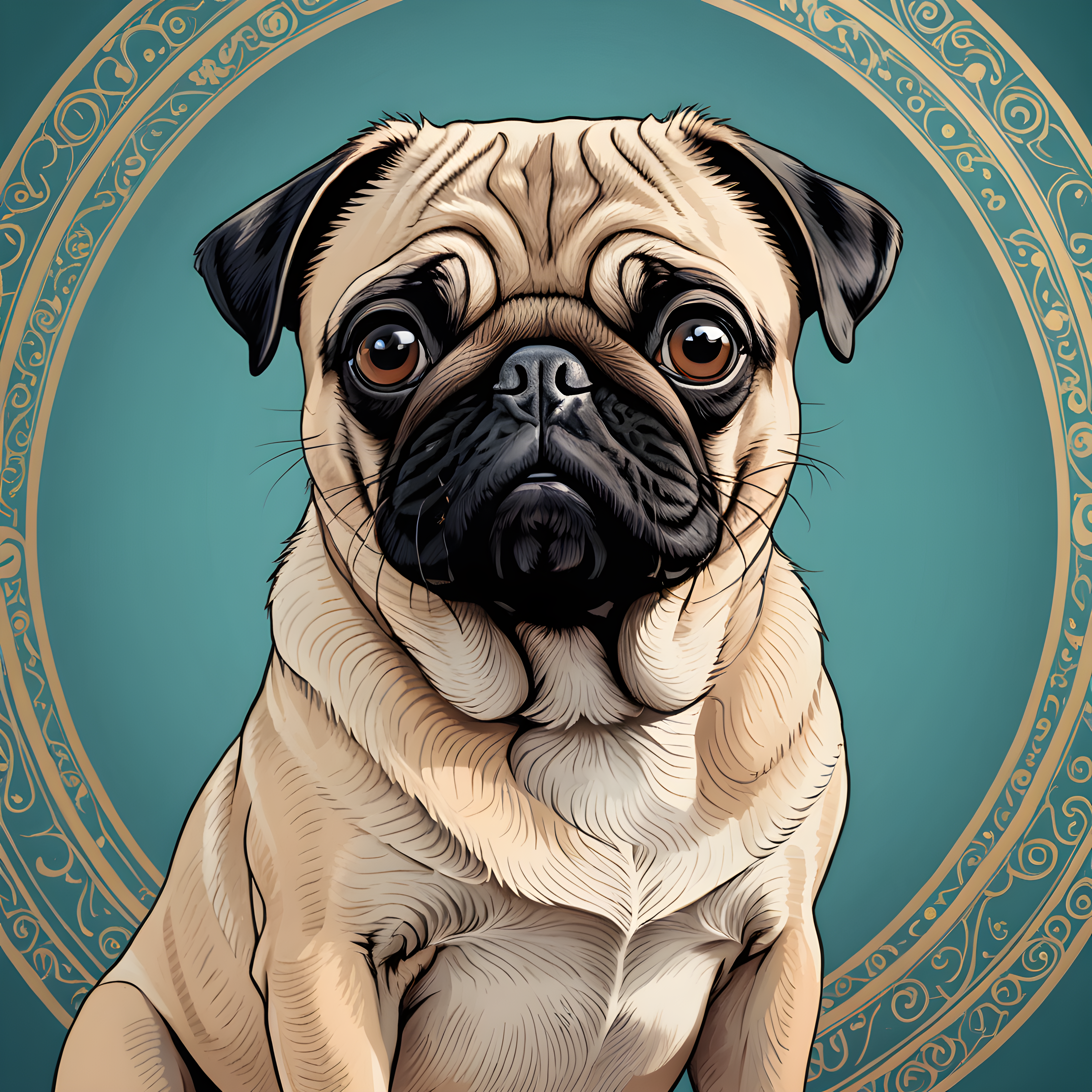 Side Eye Pug — Line Art (Fantasy)
