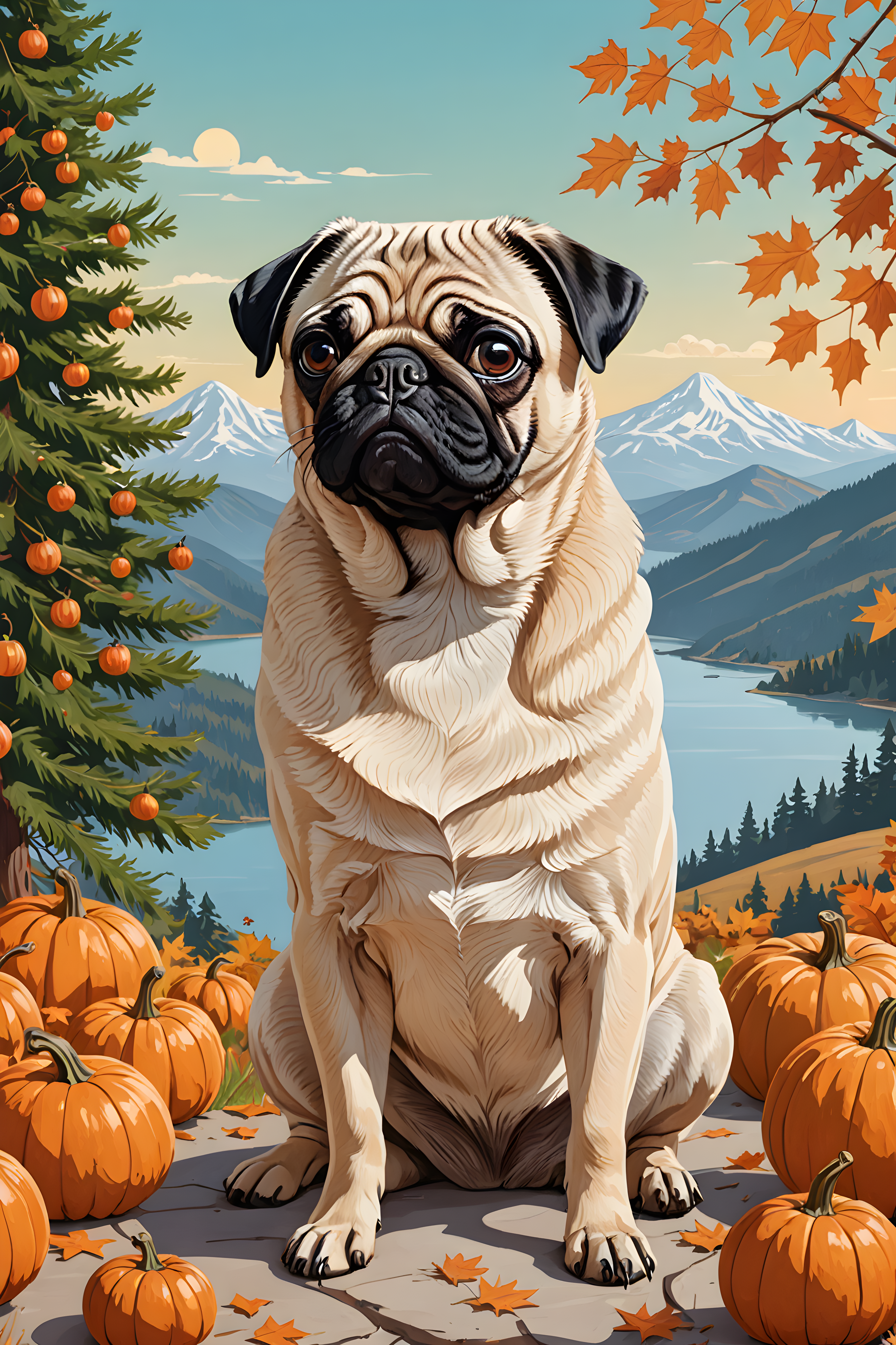 Side Eye Pug — Line Art (Seasonal)