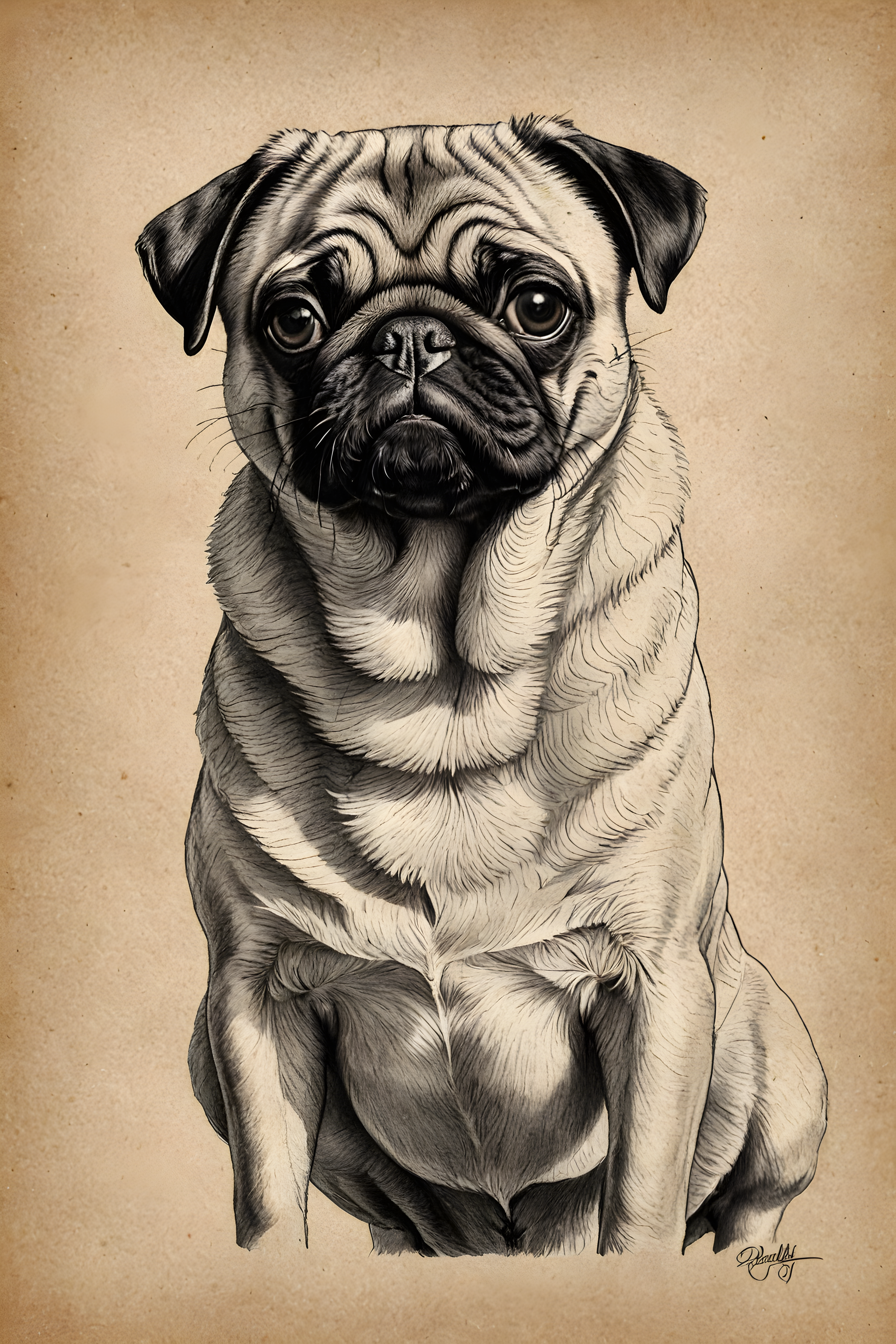 Side Eye Pug — Pencil Sketch (Motivational)