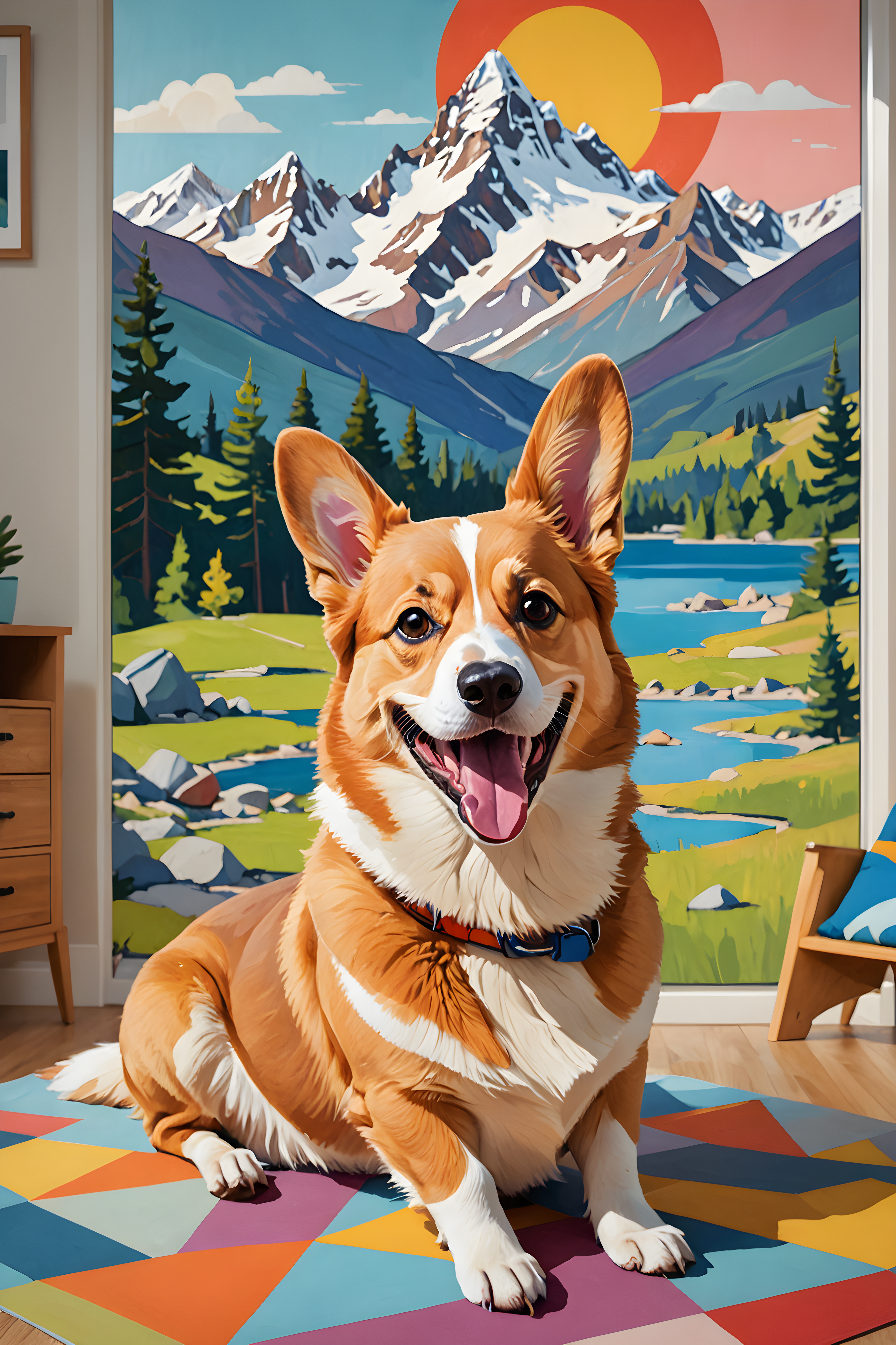 Sploot Corgi — Abstract (Happy)