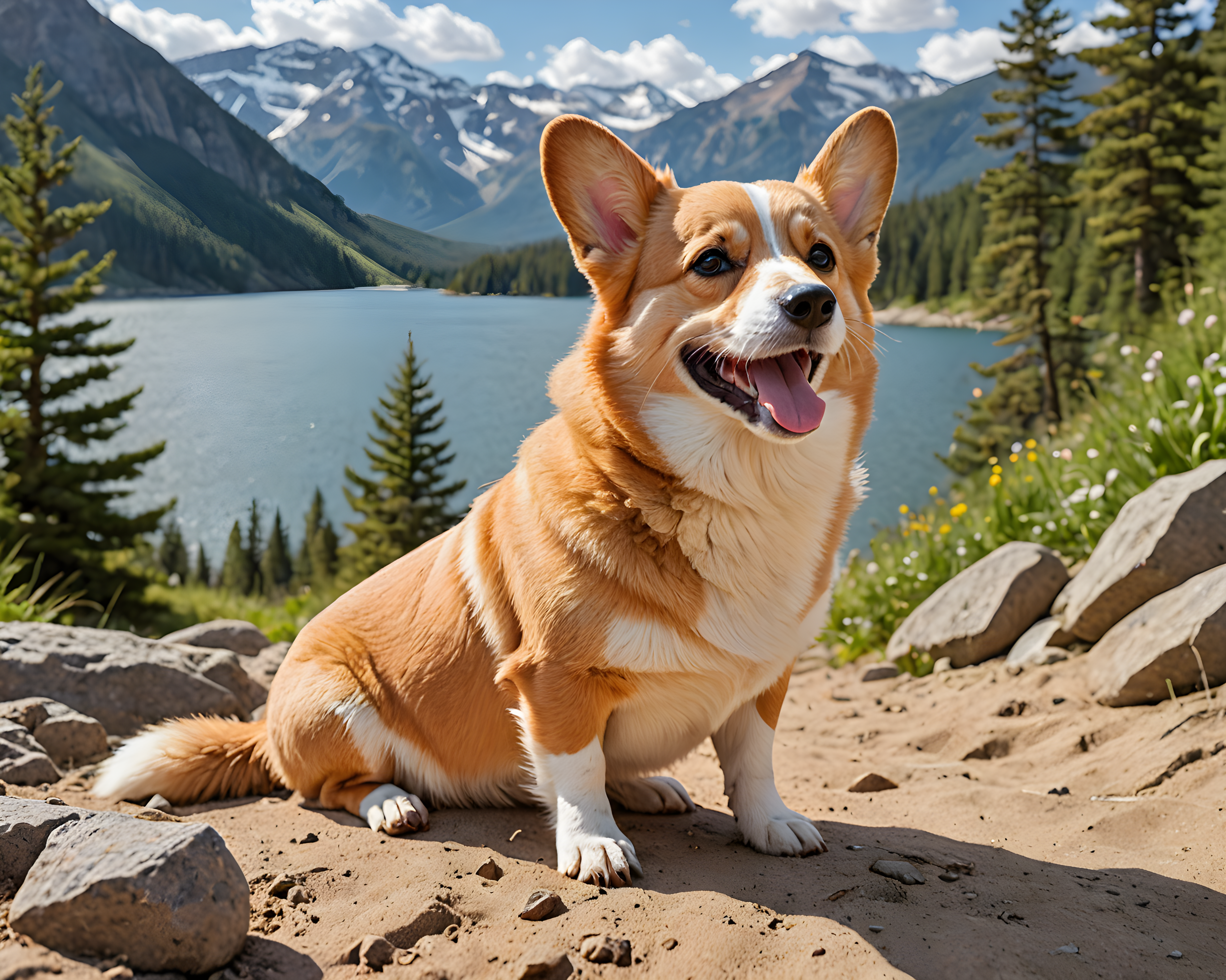 Sploot Corgi — Line Art (Happy)