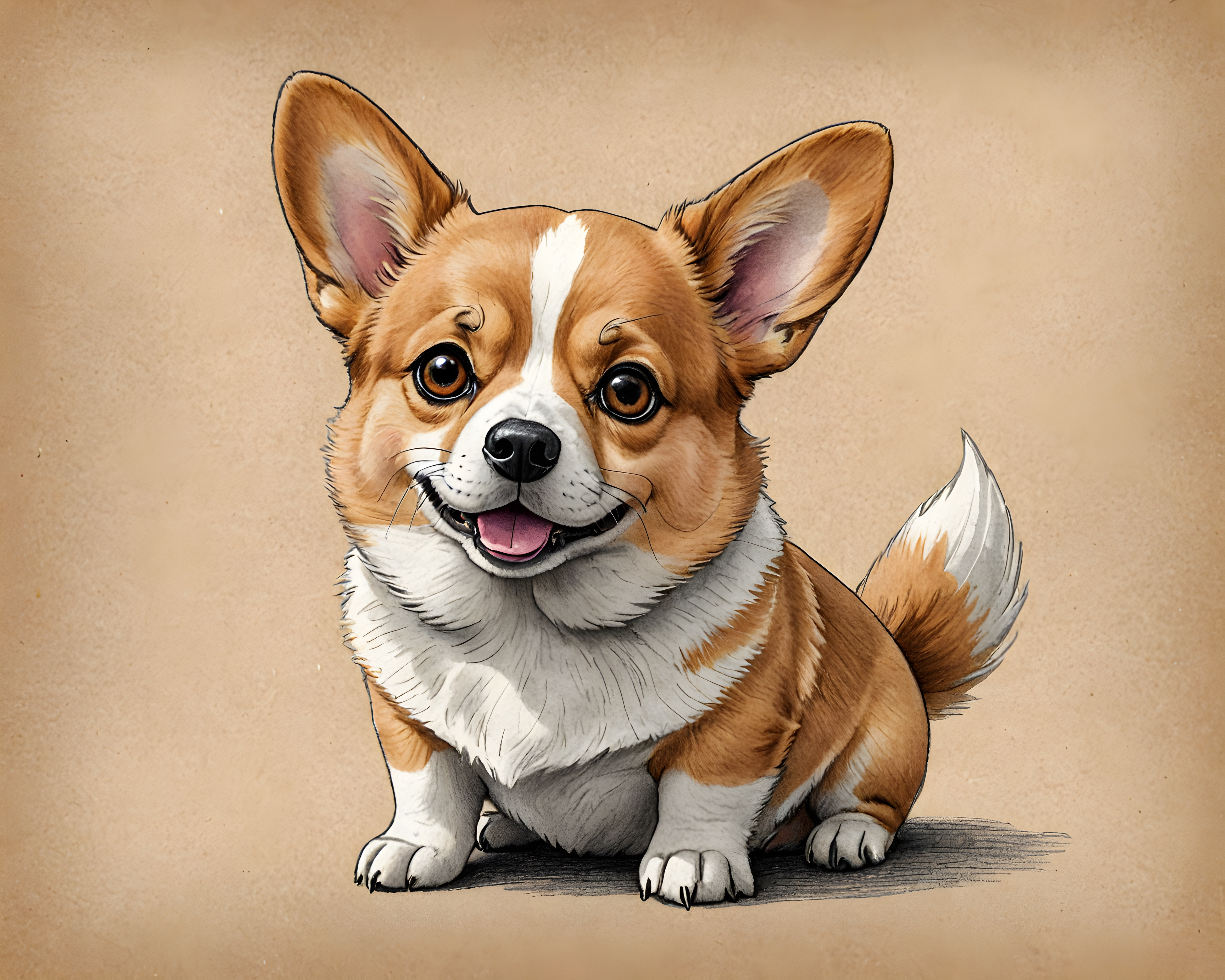 Sploot Corgi — Pencil Sketch (Cute)