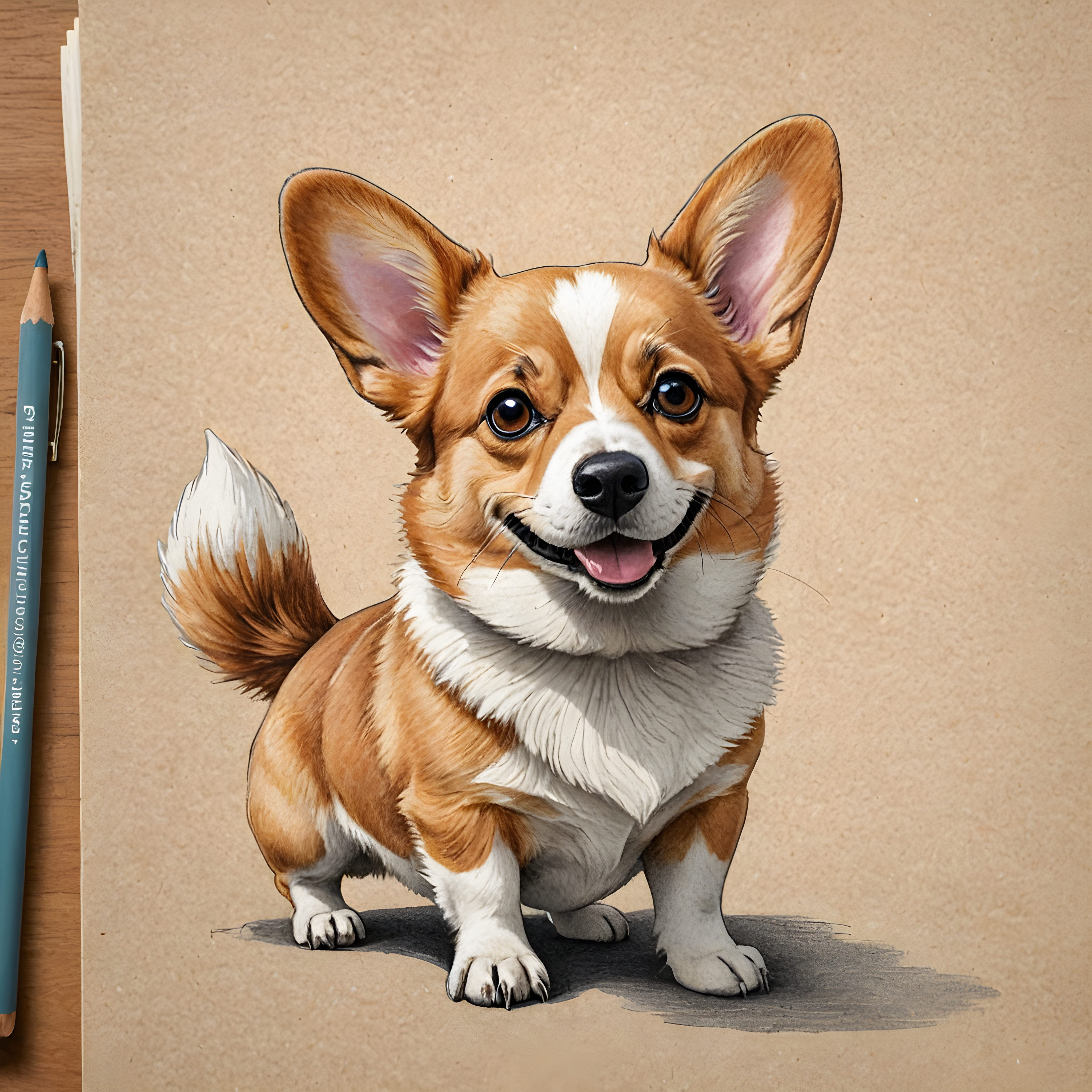 Sploot Corgi — Pencil Sketch (Cute)
