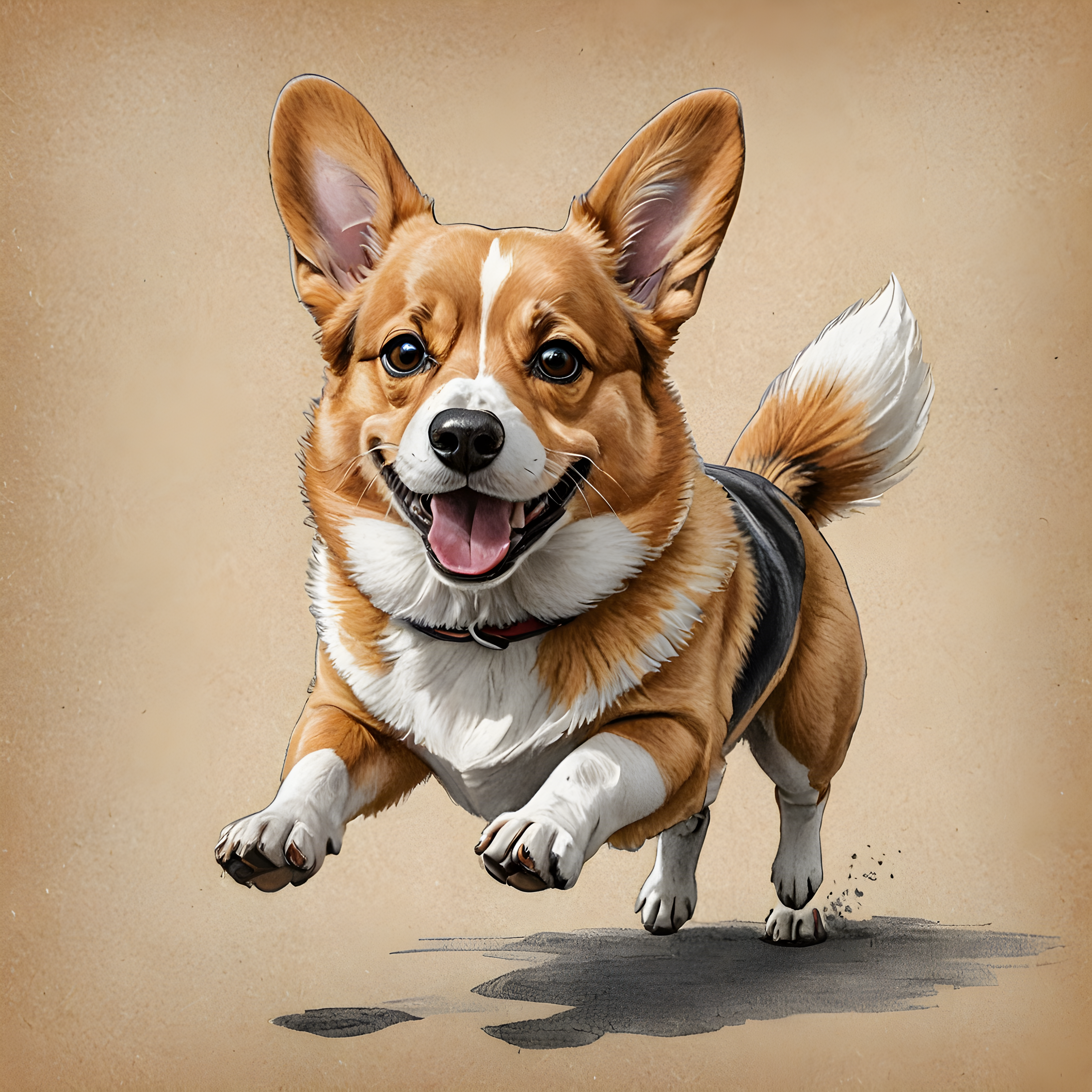 Sploot Corgi — Pencil Sketch (Playful)