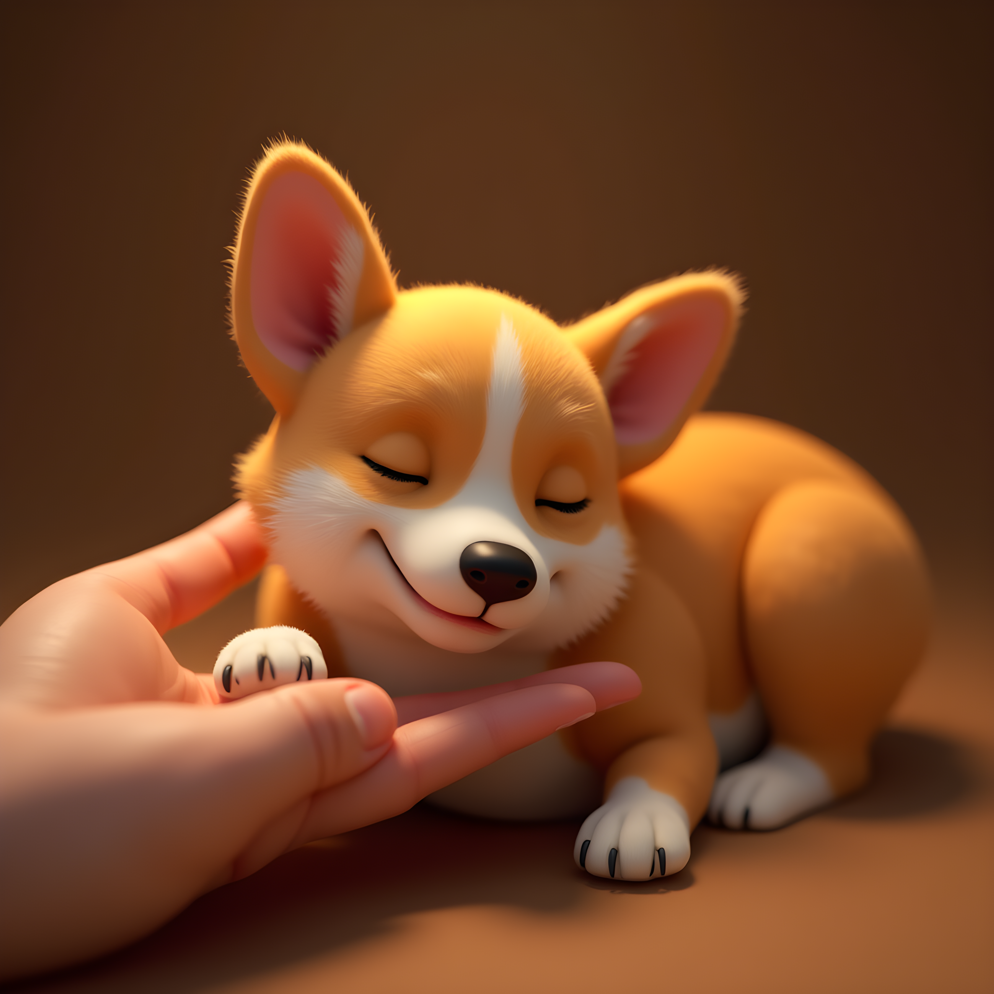 Sploot Corgi — 3D Render (Sleepy)