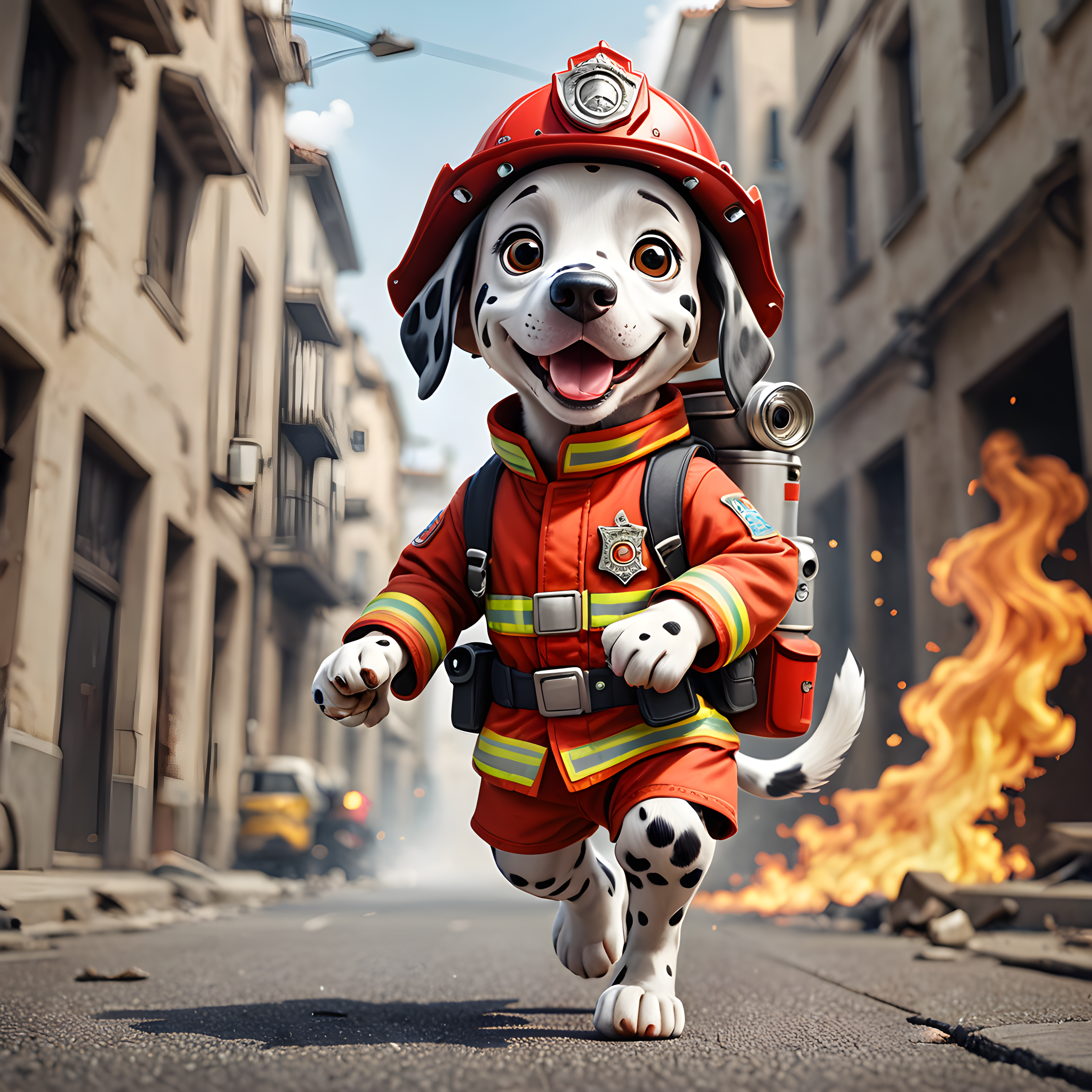 Firefighter Dalmatian — Cartoon / Kawaii (Playful)
