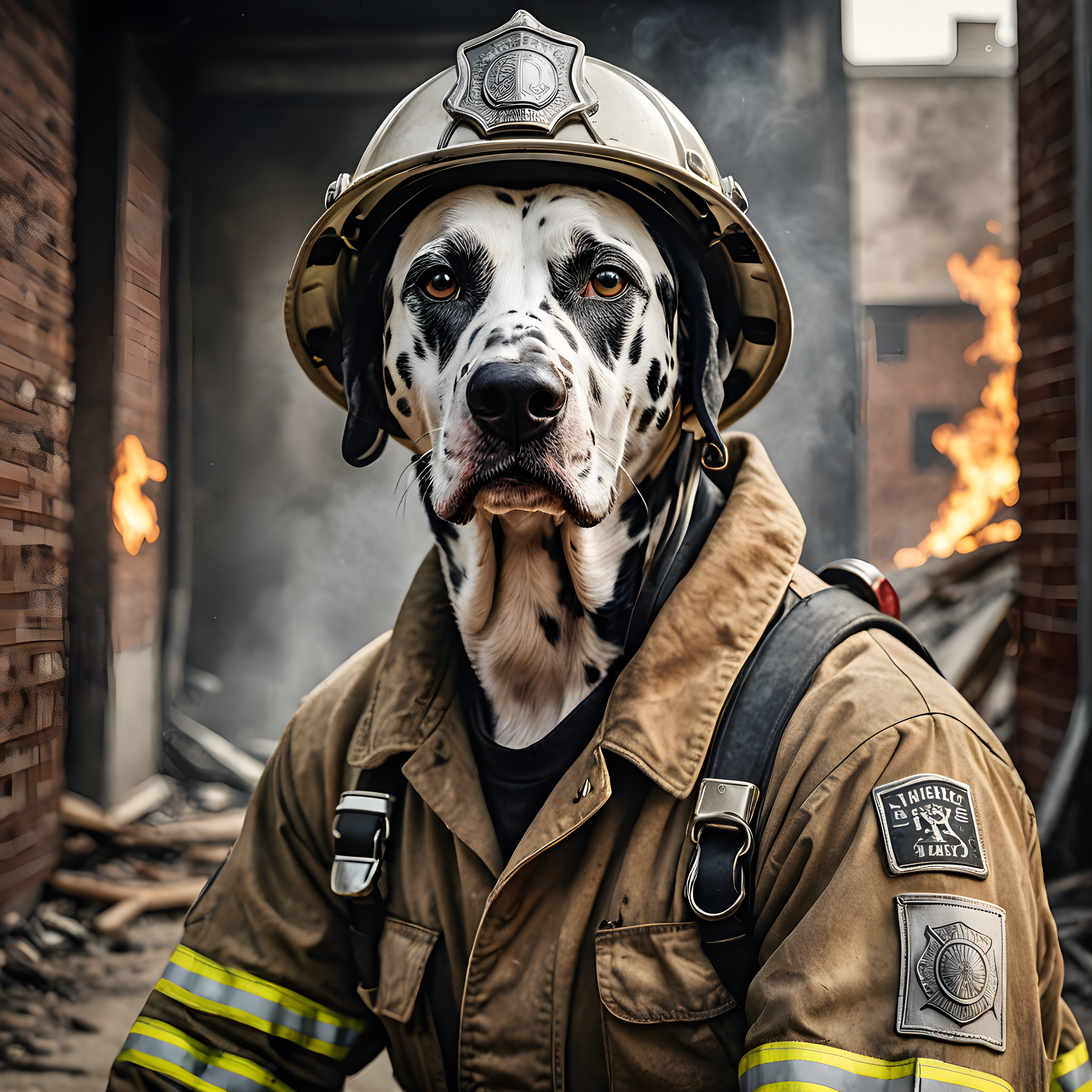 Firefighter Dalmatian — Line Art (Motivational)