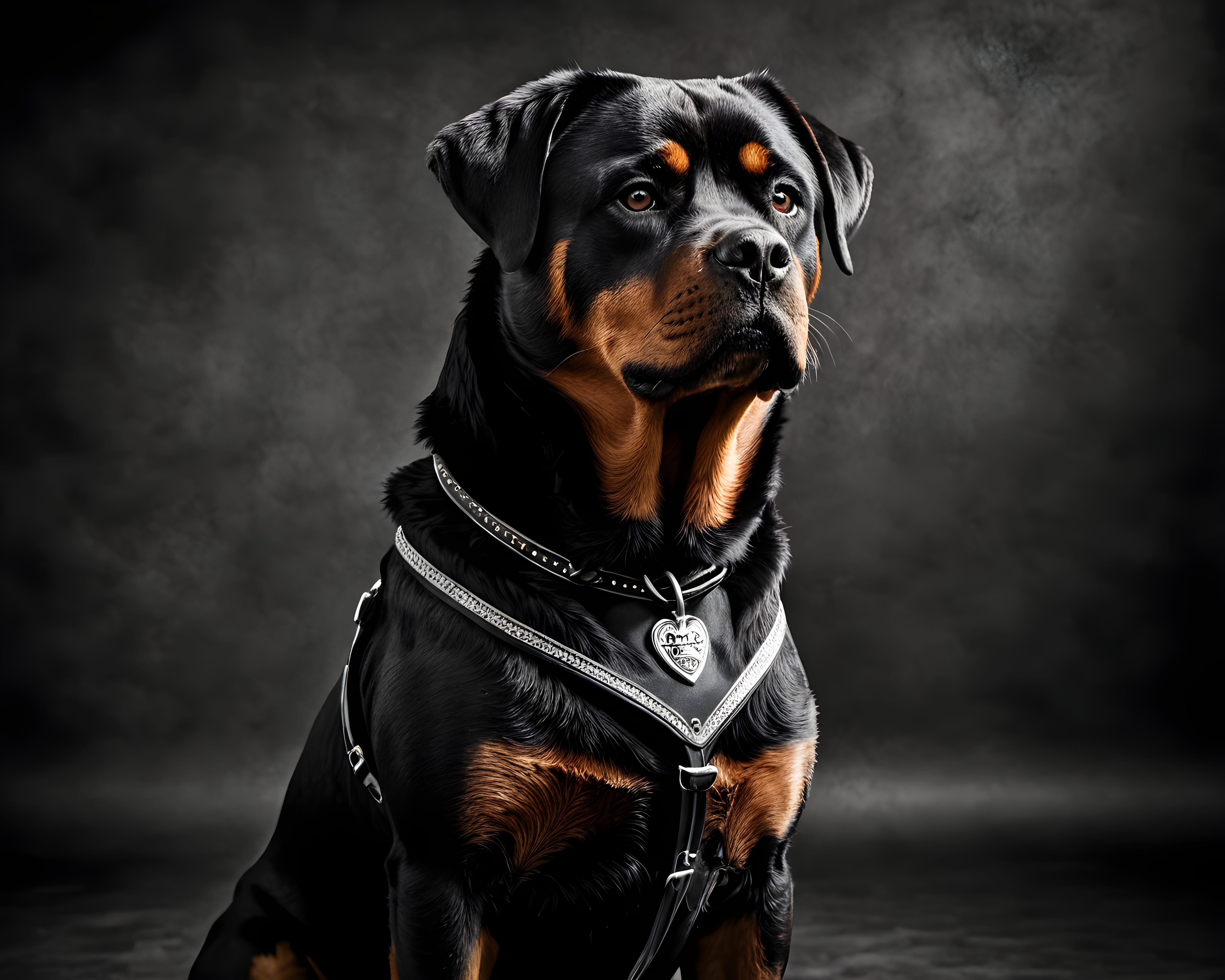 Guard Rottweiler — Black & White (Romantic)