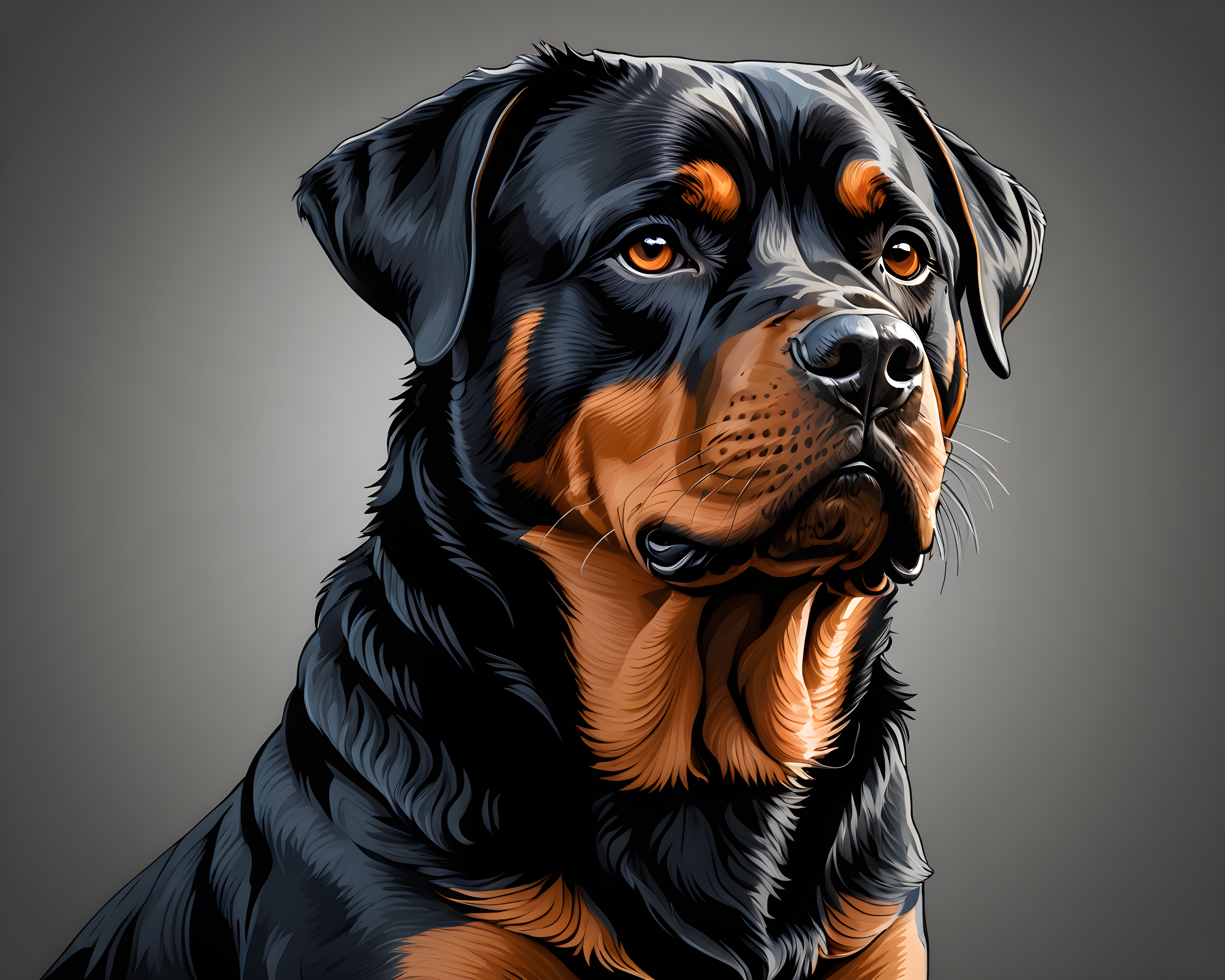 Guard Rottweiler — Line Art (Funny)