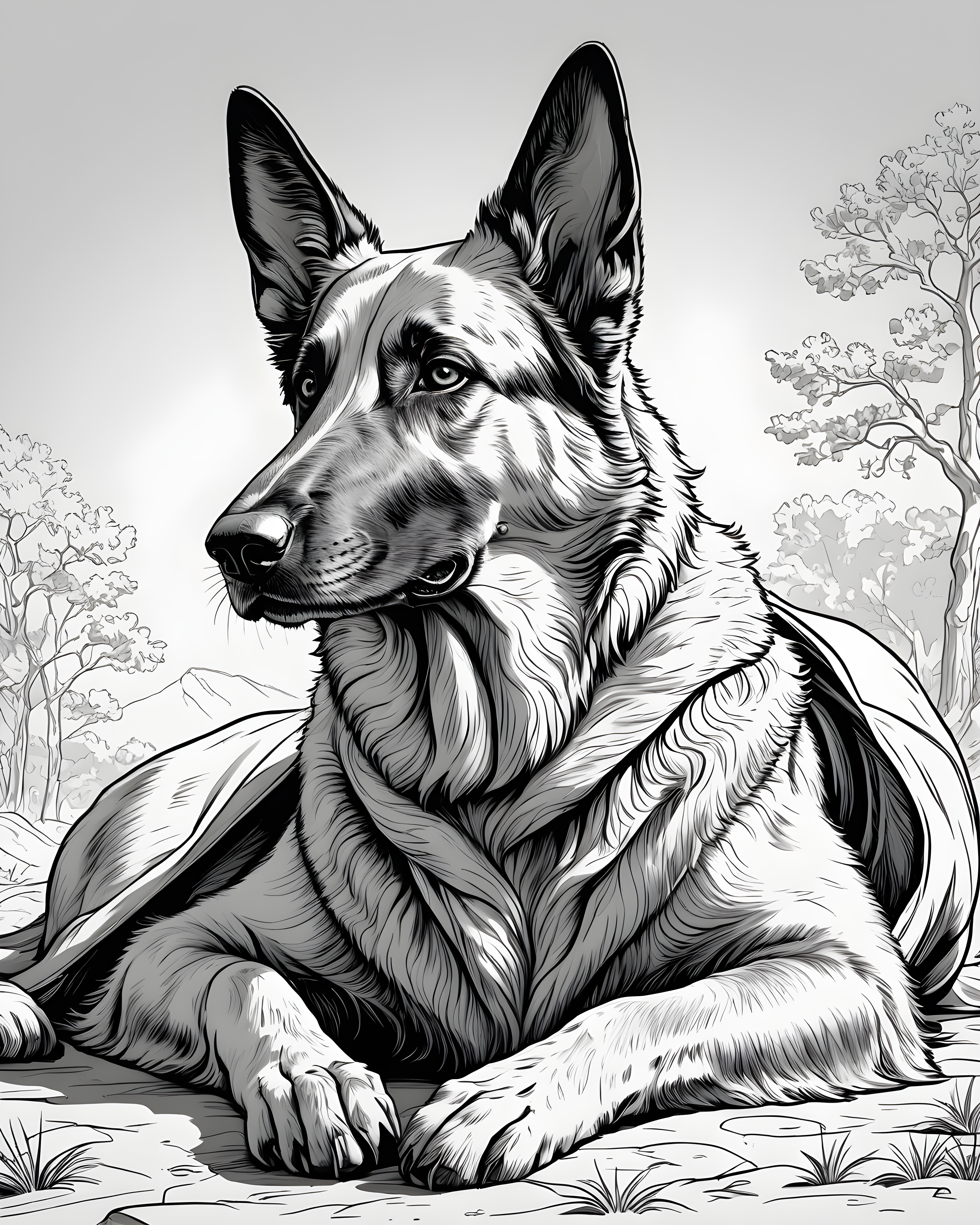 Hero Shepherd — Line Art (Funny)