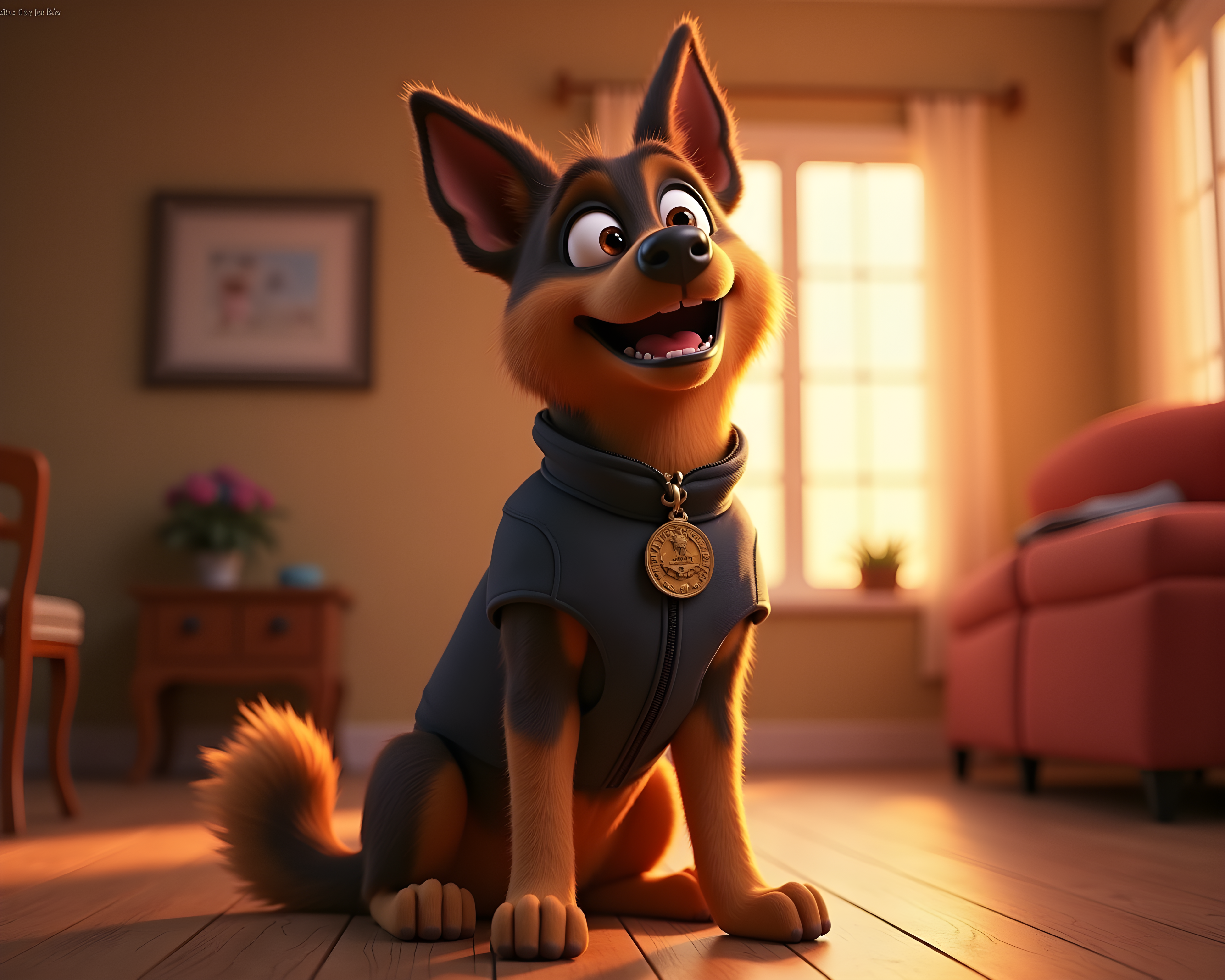 K9 Cop Dog — 3D Render (Happy)
