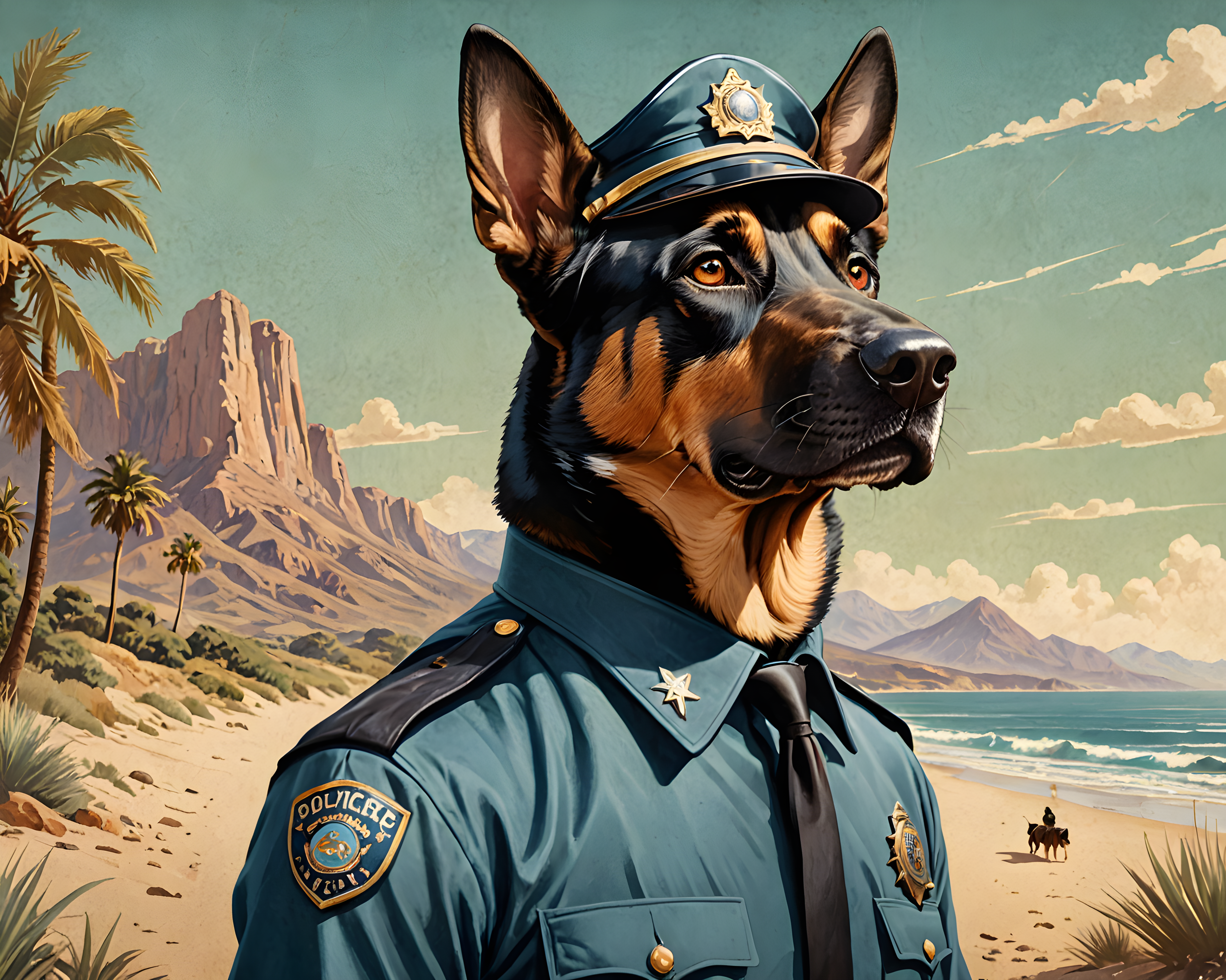 K9 Cop Dog — Vintage Poster (Fantasy)