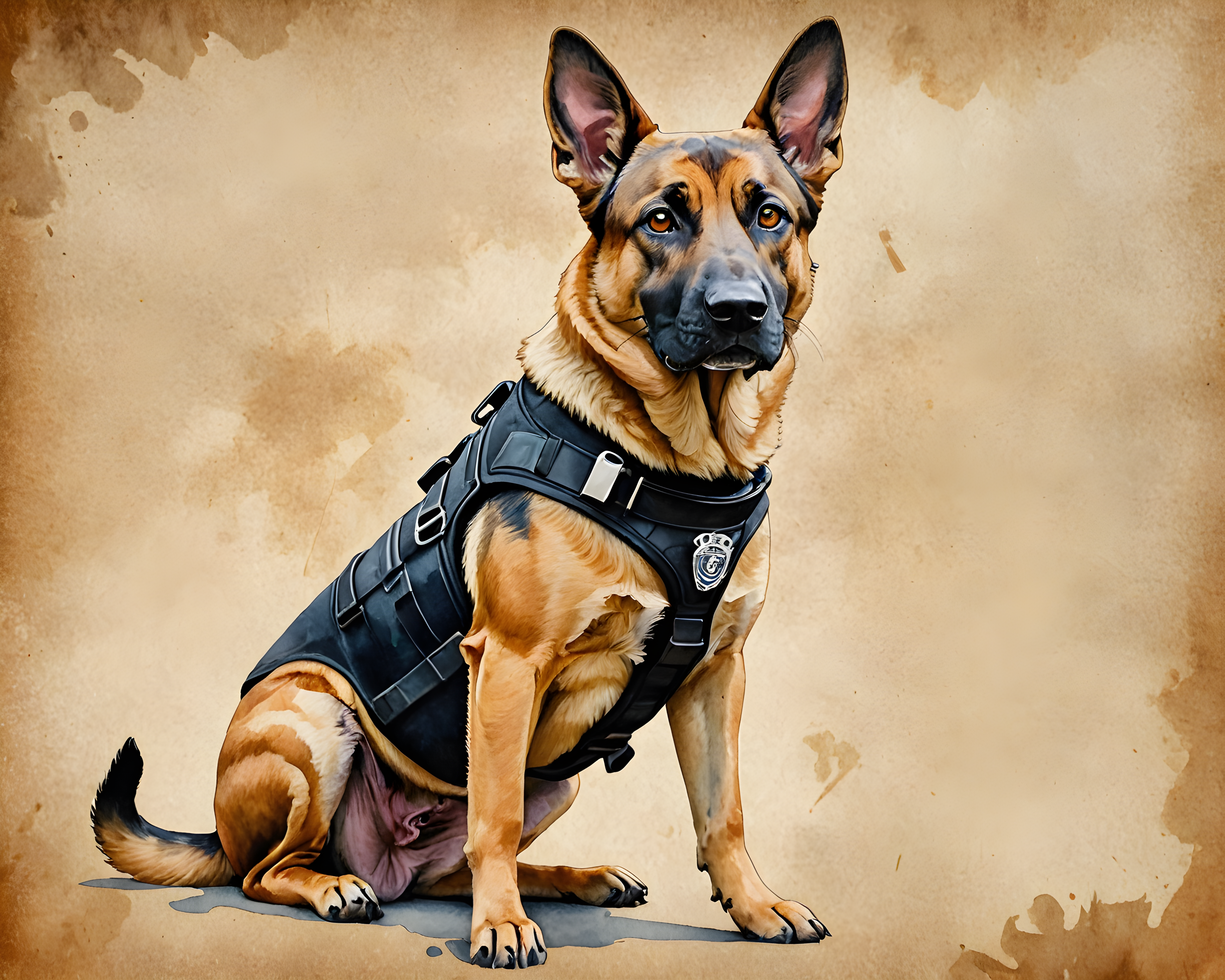 K9 Cop Dog — Watercolor (Playful)