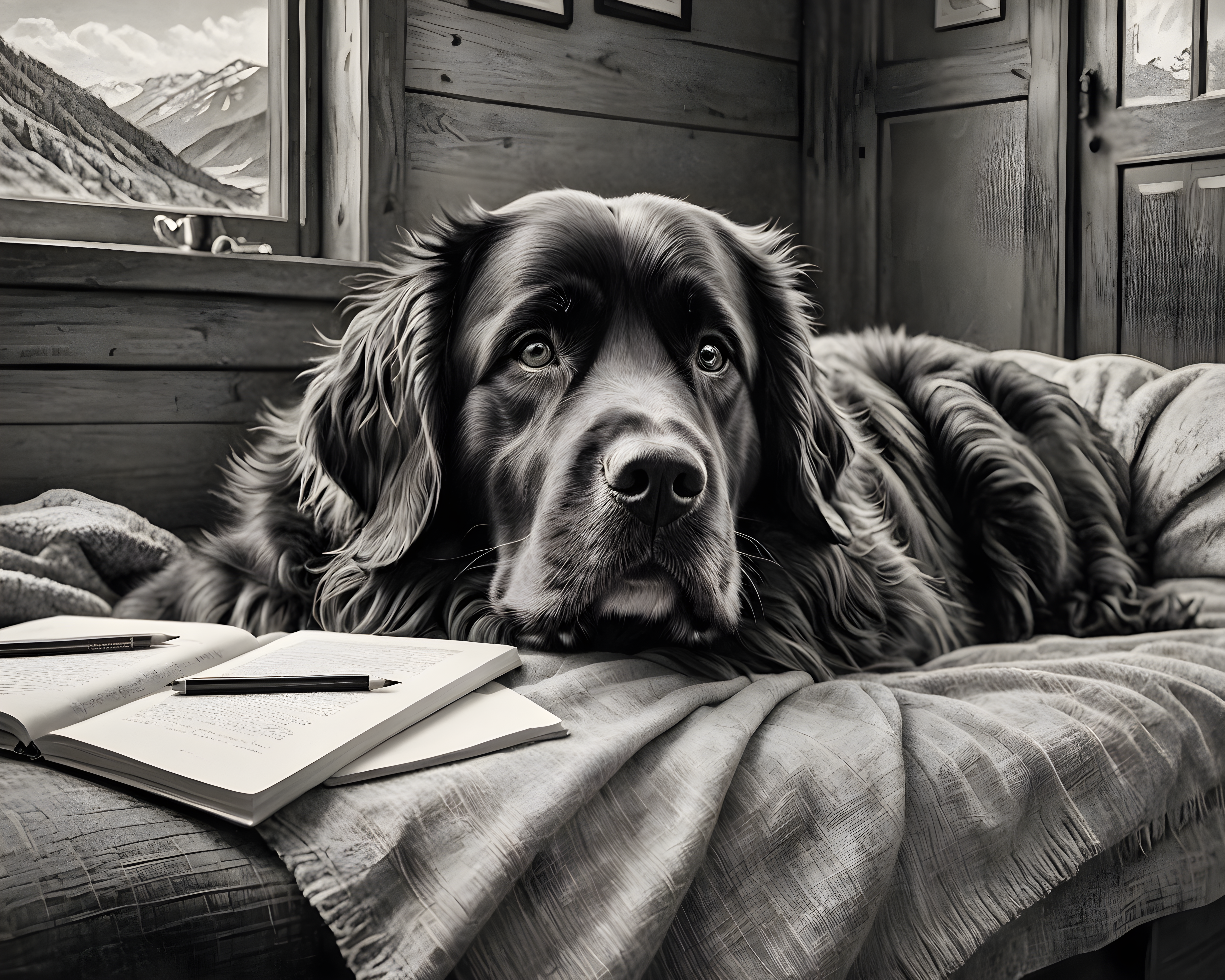Lifesaver Newfoundland — Pencil Sketch (Sleepy)