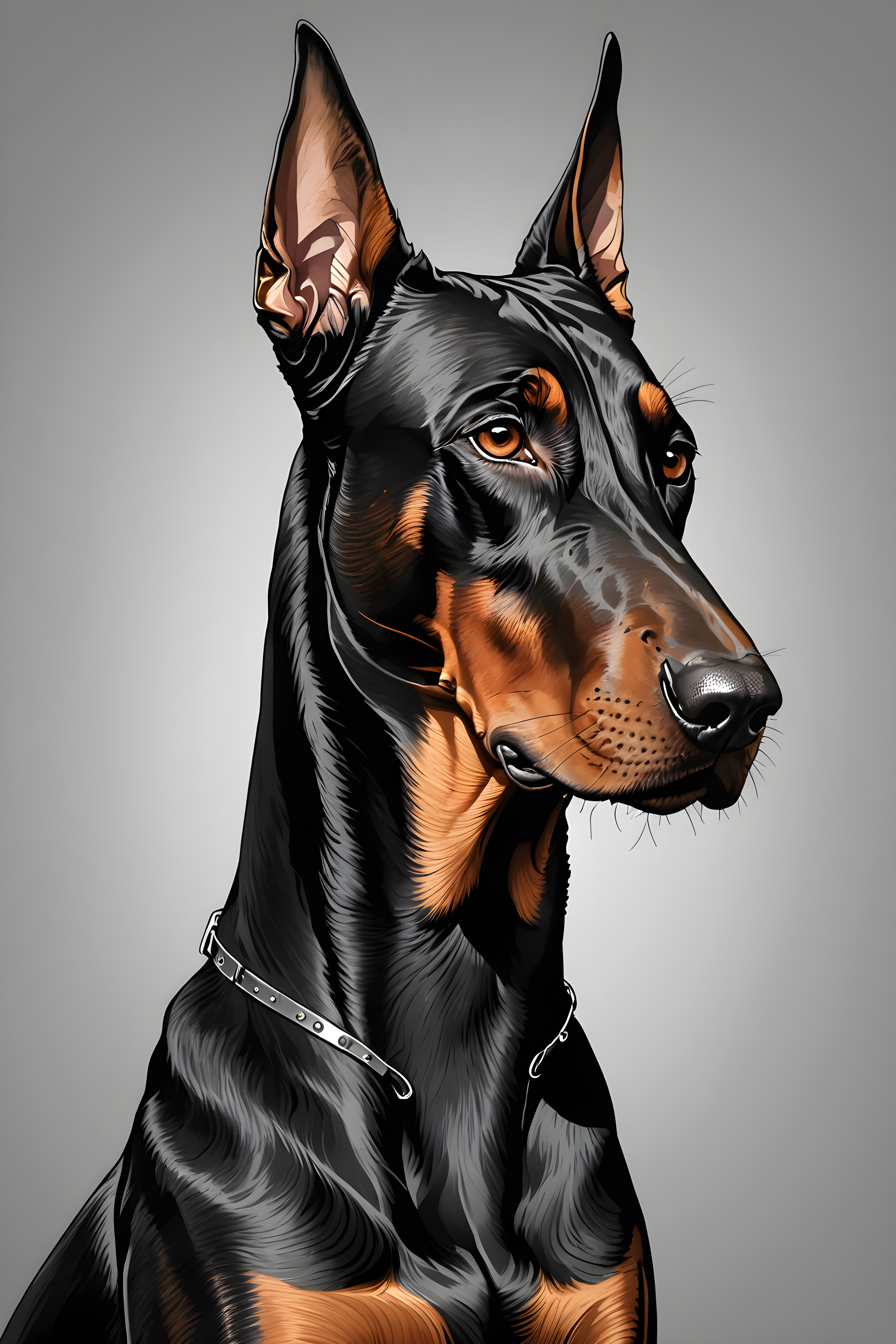 Patrol Doberman — Line Art (Emotional)