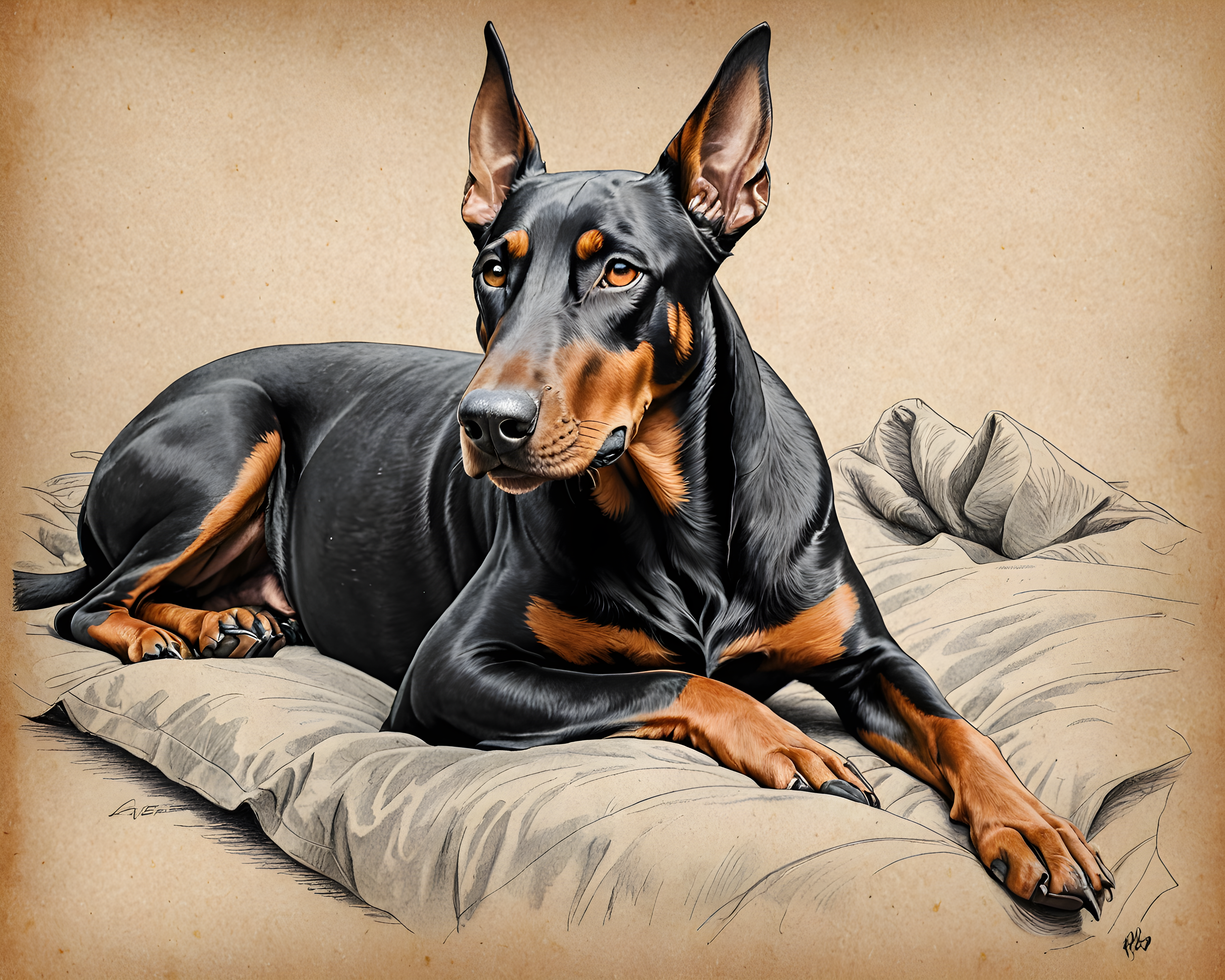 Patrol Doberman — Pencil Sketch (Happy)