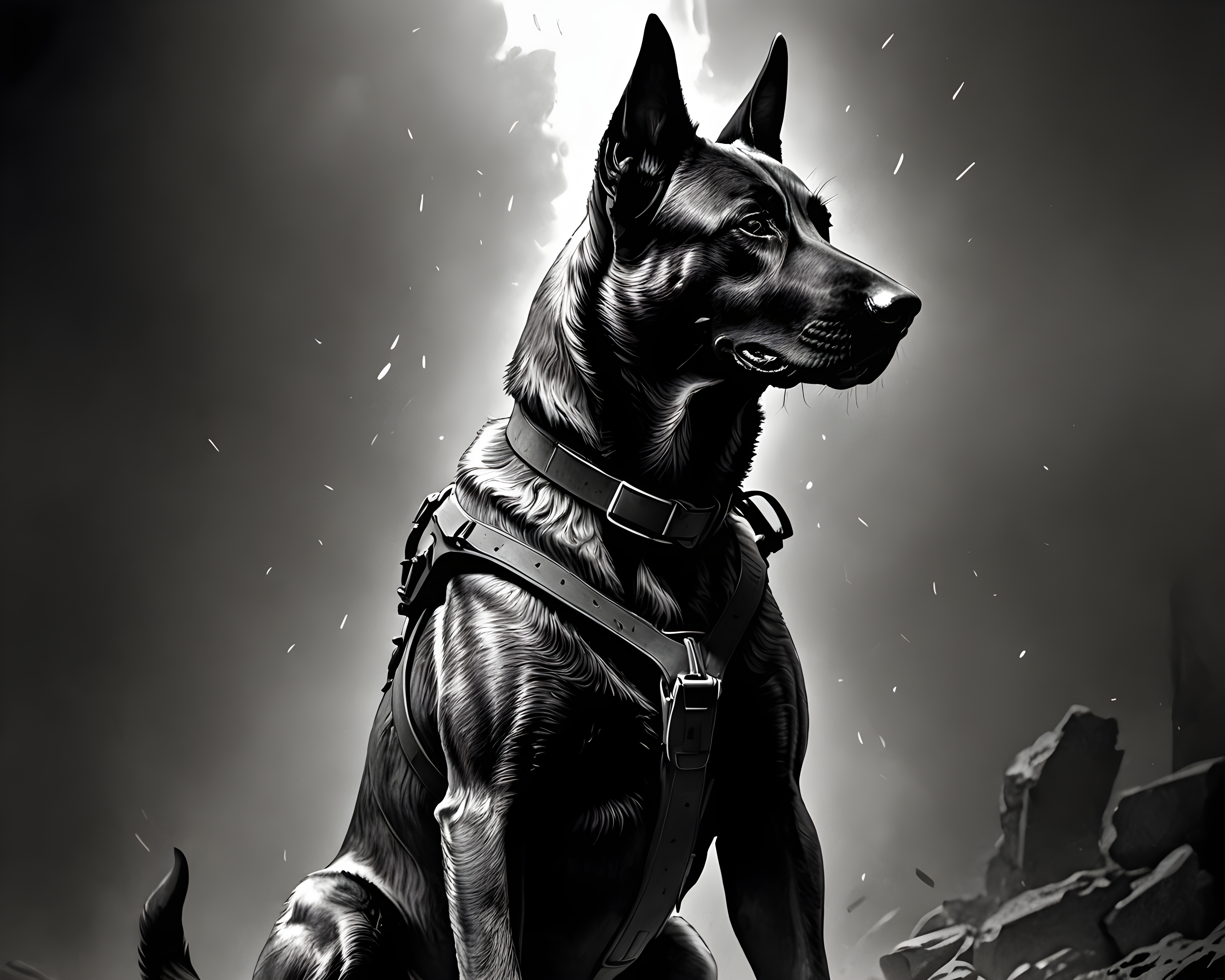 Soldier Malinois — Line Art (Motivational)