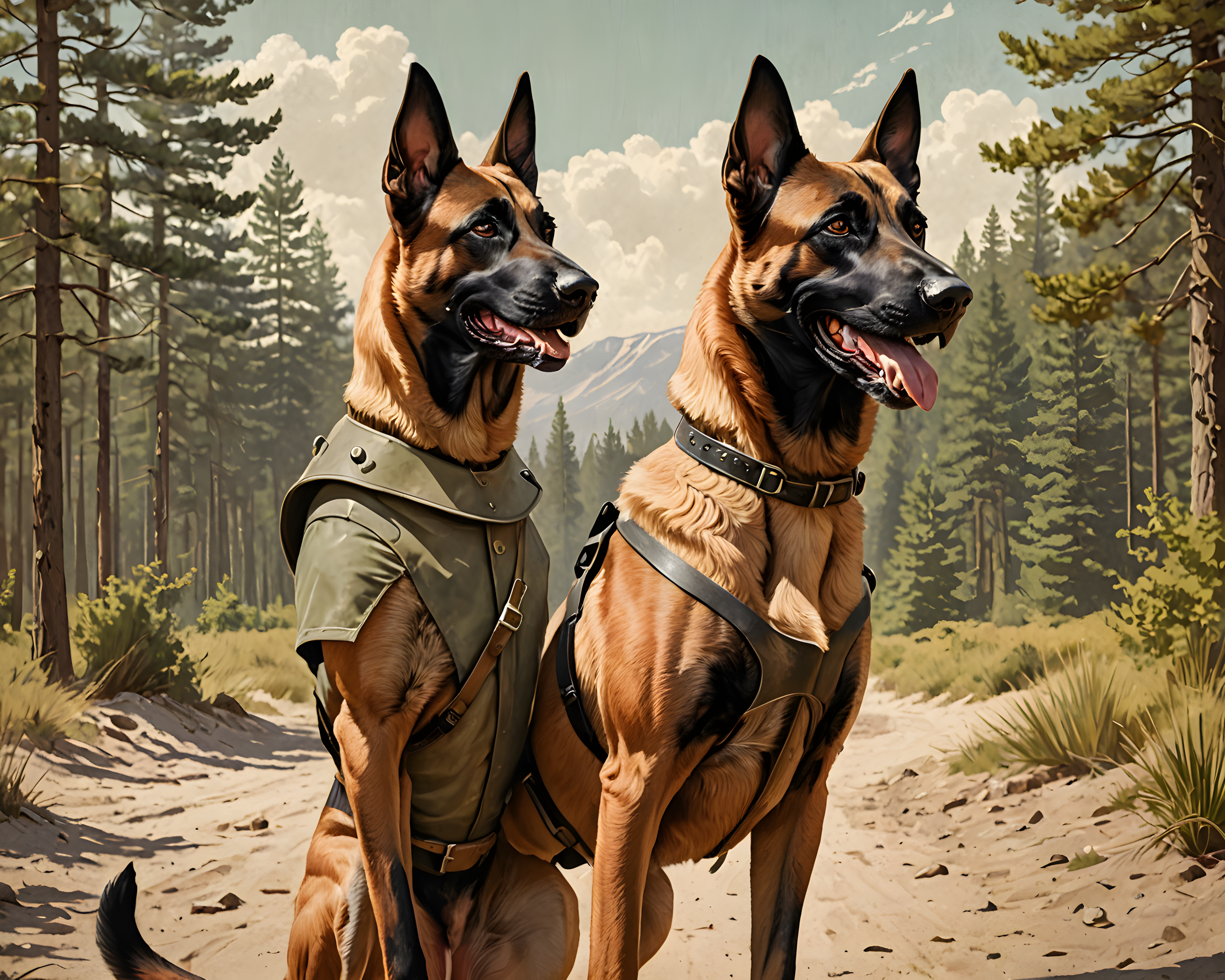 Soldier Malinois — Vintage Poster (Happy)