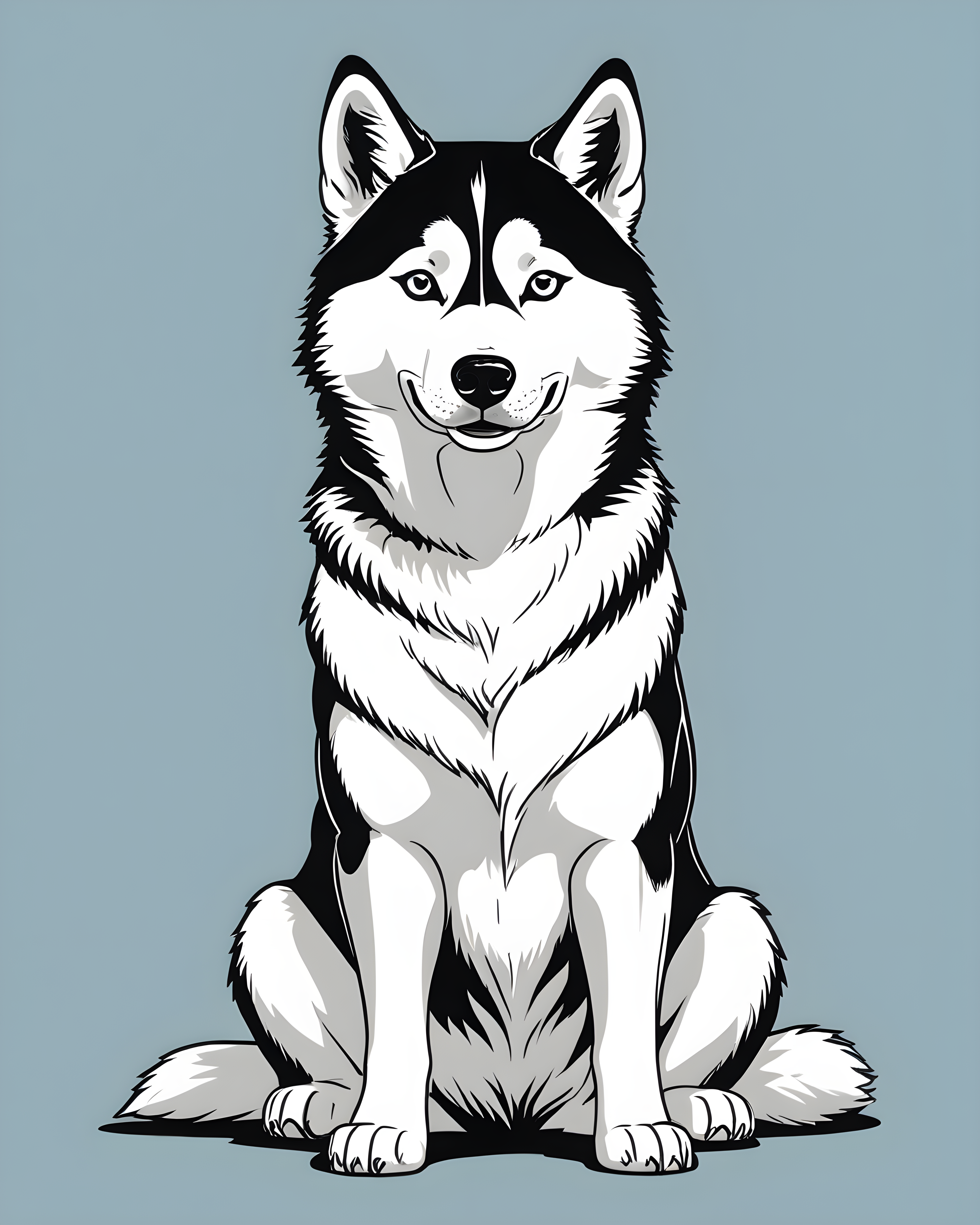 Editorial Husky — Line Art (Funny)