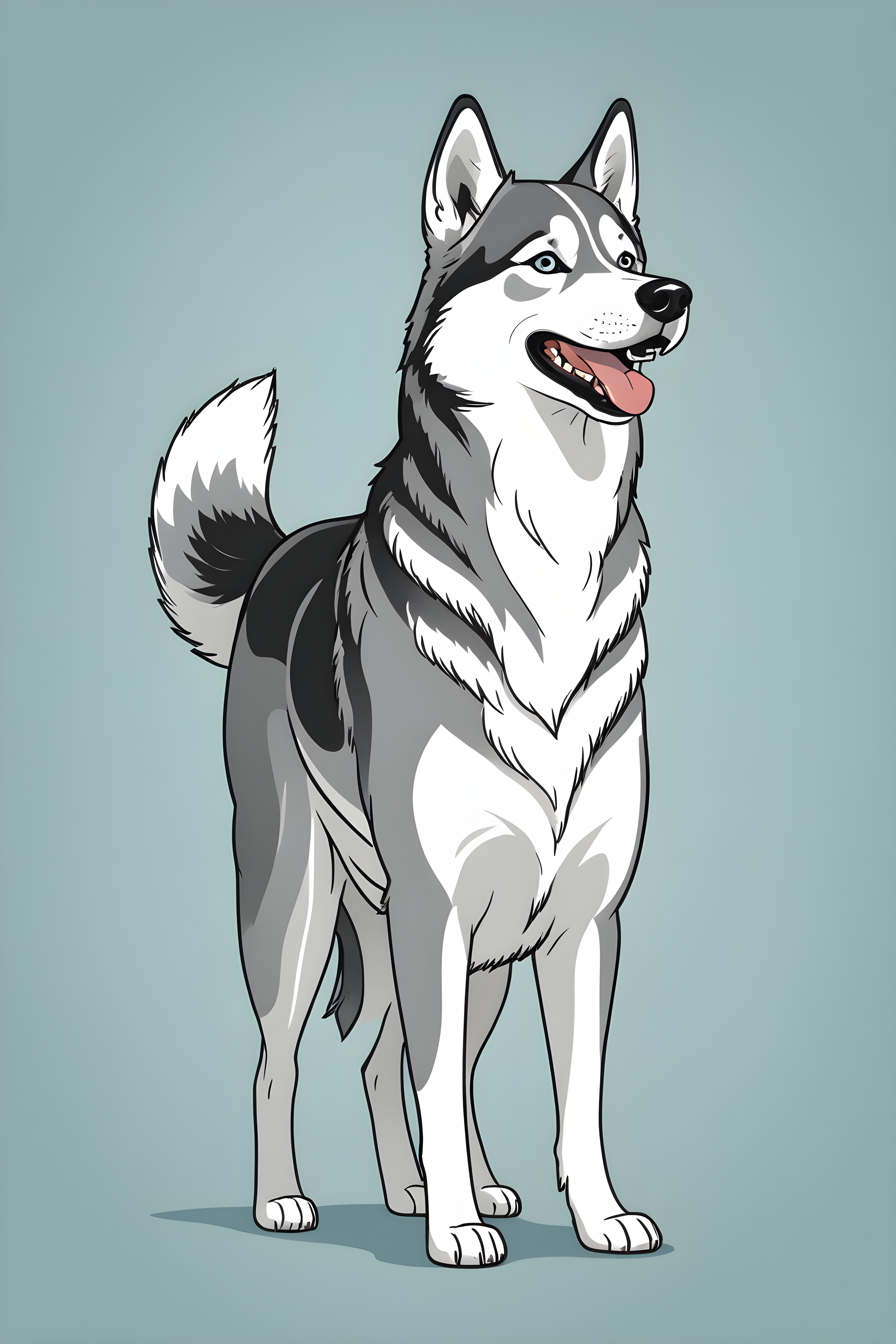 Editorial Husky — Line Art (Happy)