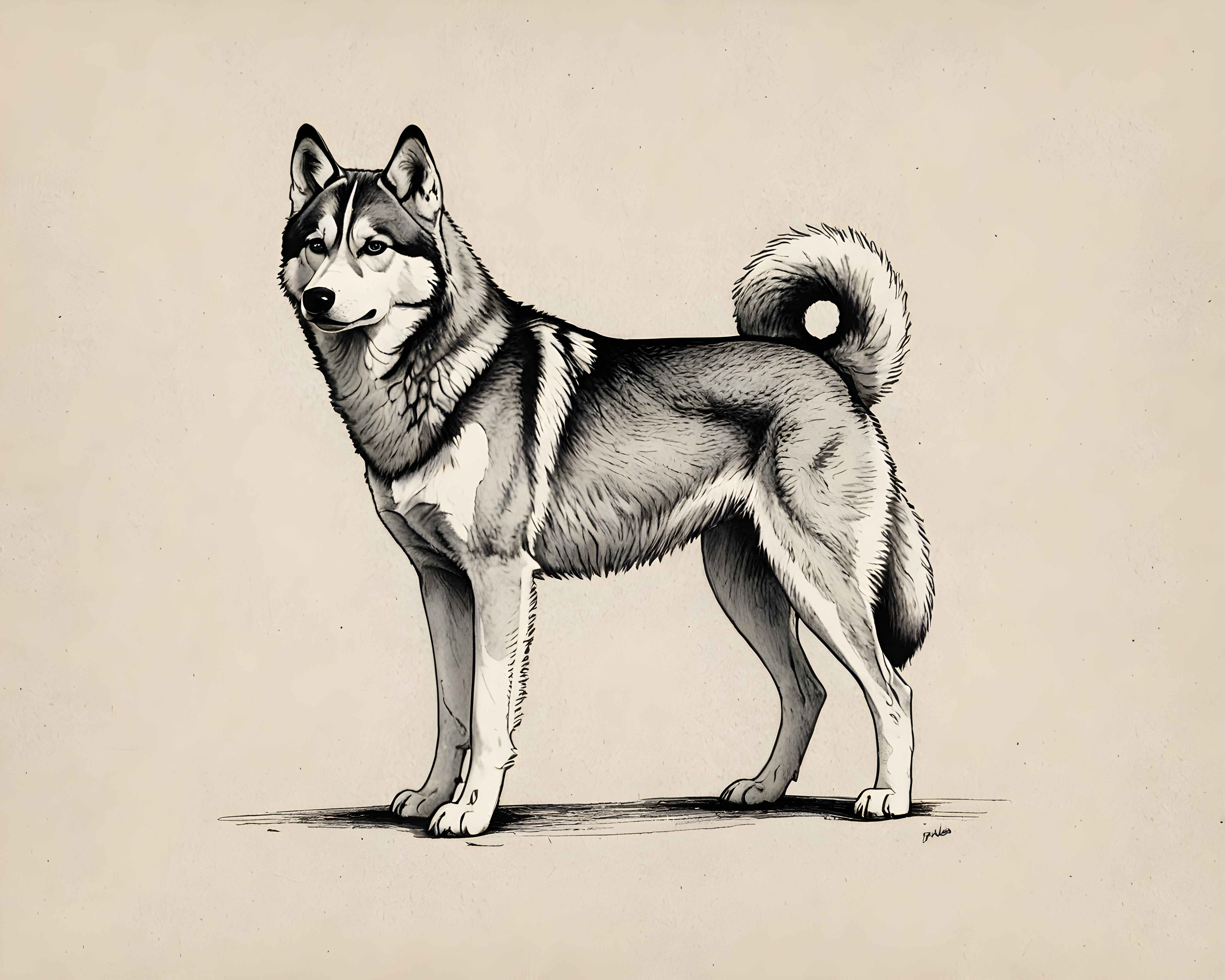 Editorial Husky — Pencil Sketch (Aesthetic)