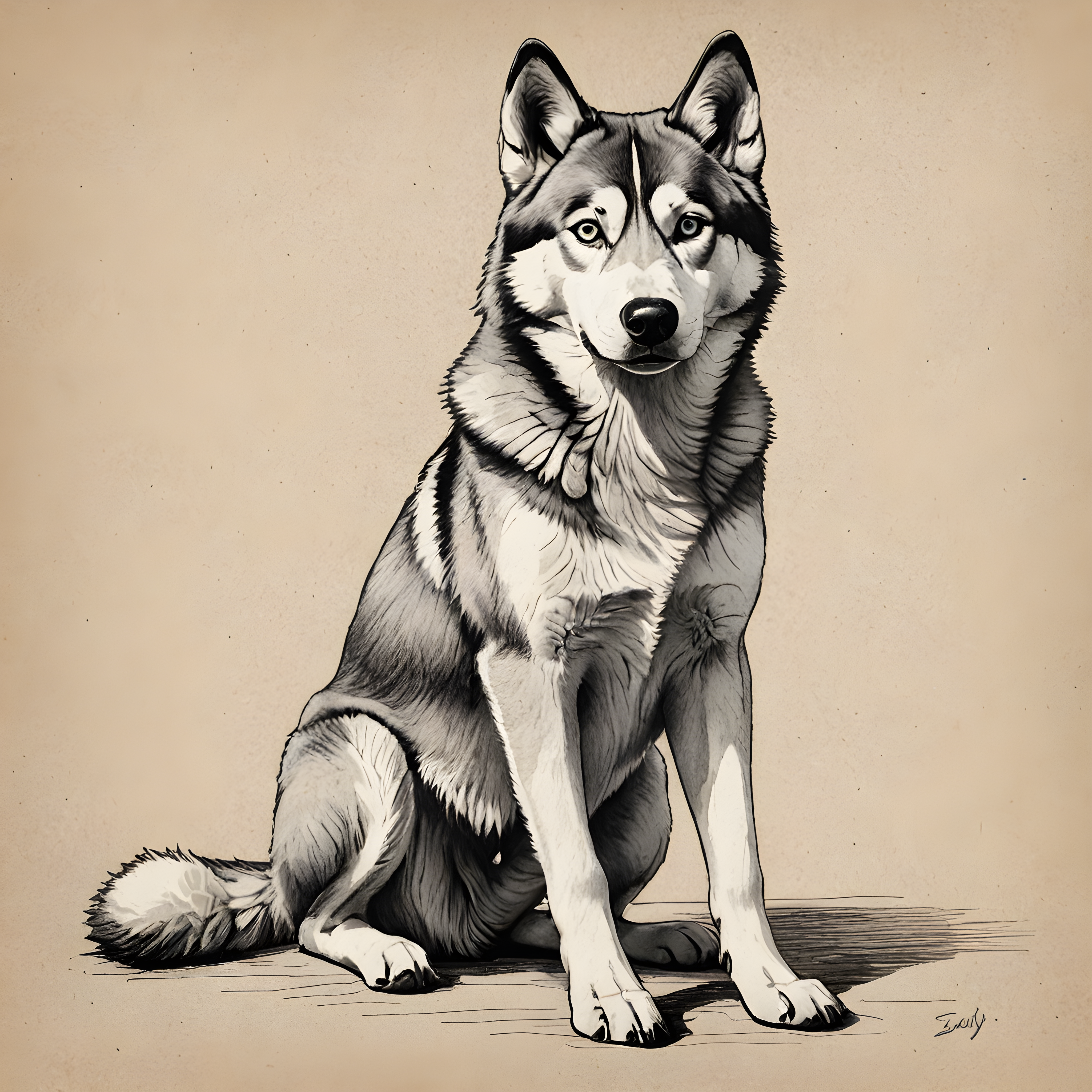 Editorial Husky — Pencil Sketch (Motivational)