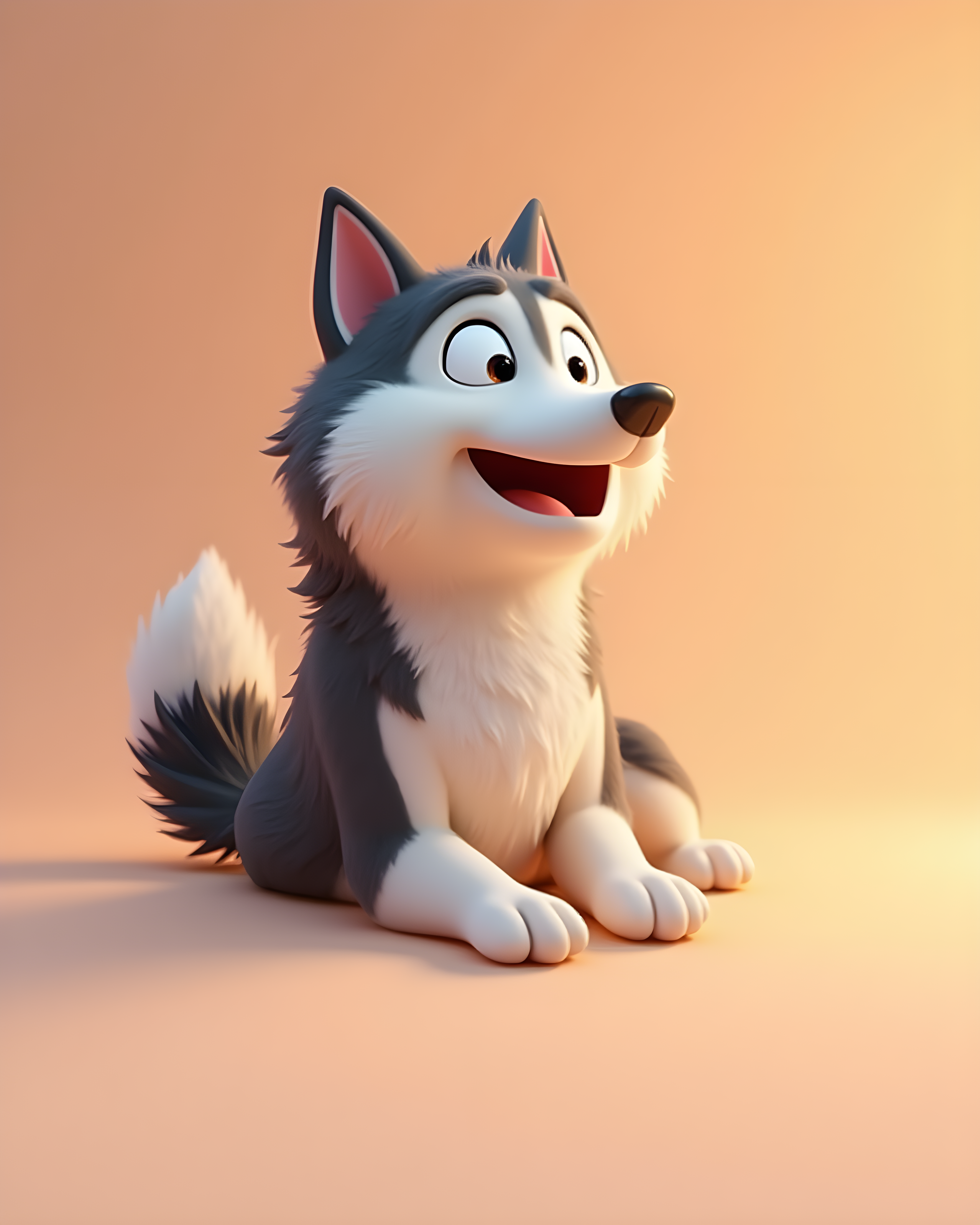 Editorial Husky — 3D Render (Happy)