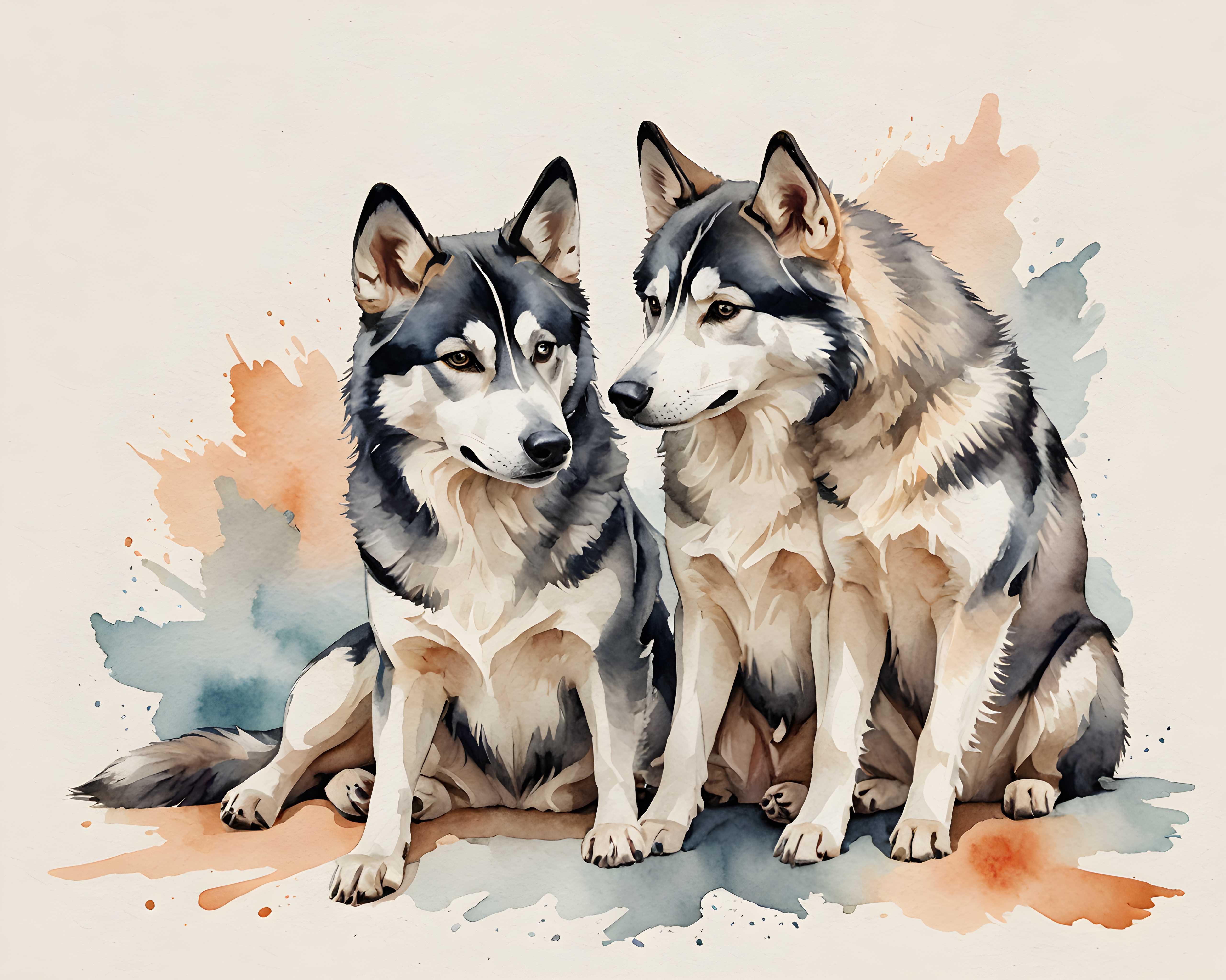 Editorial Husky — Watercolor (Aesthetic)