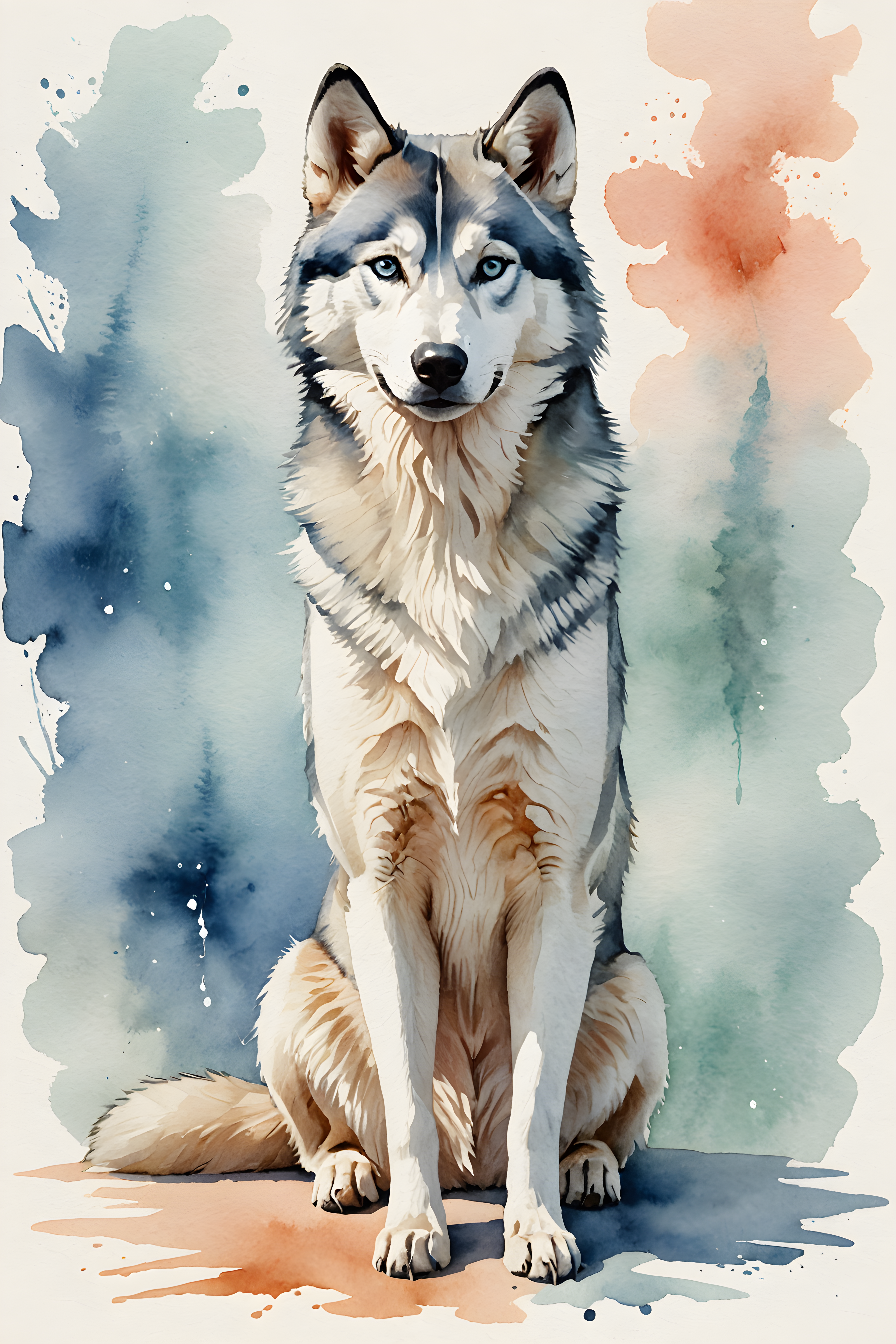 Editorial Husky — Watercolor (Fantasy)