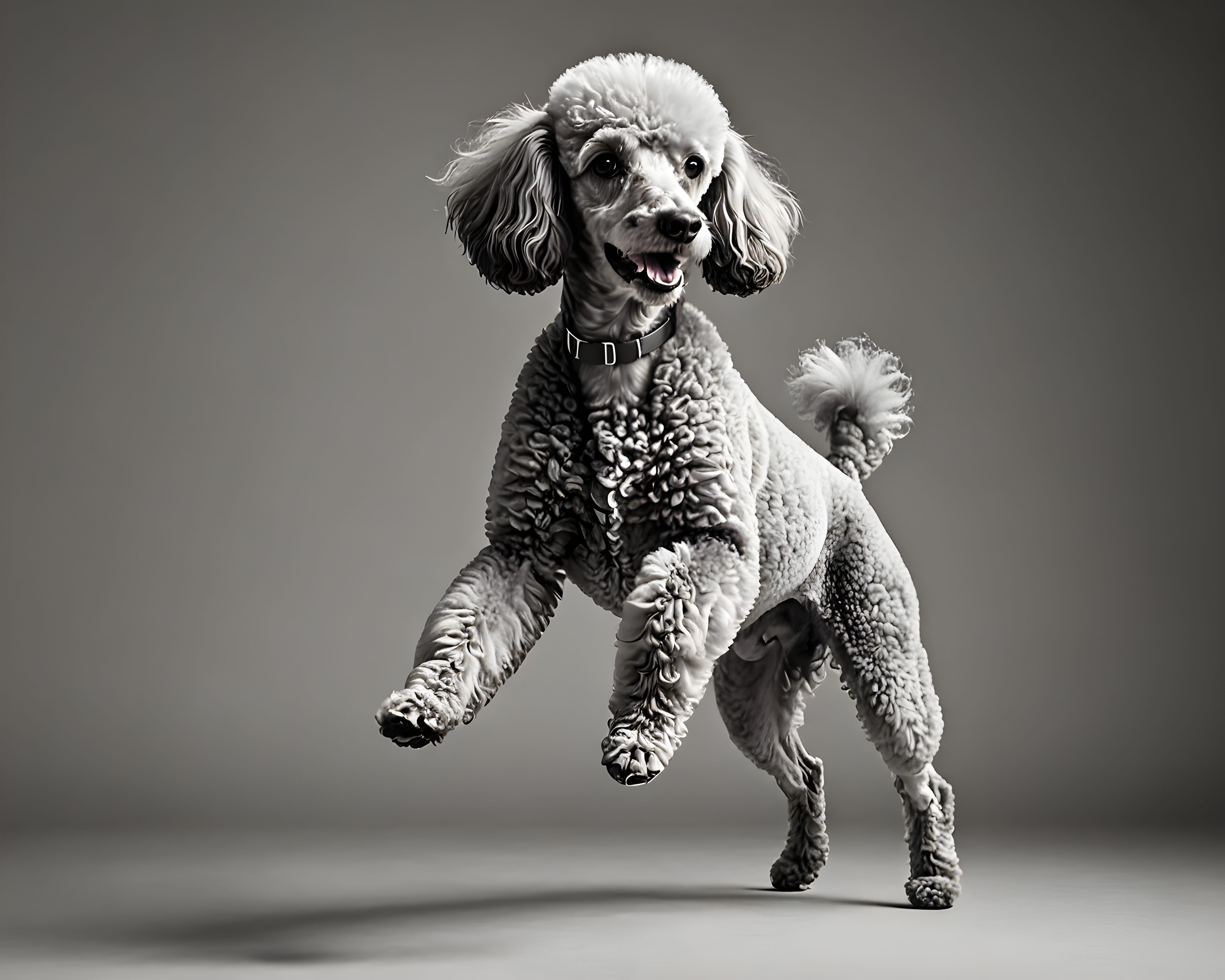 Flat Color Poodle — Black & White (Energetic)