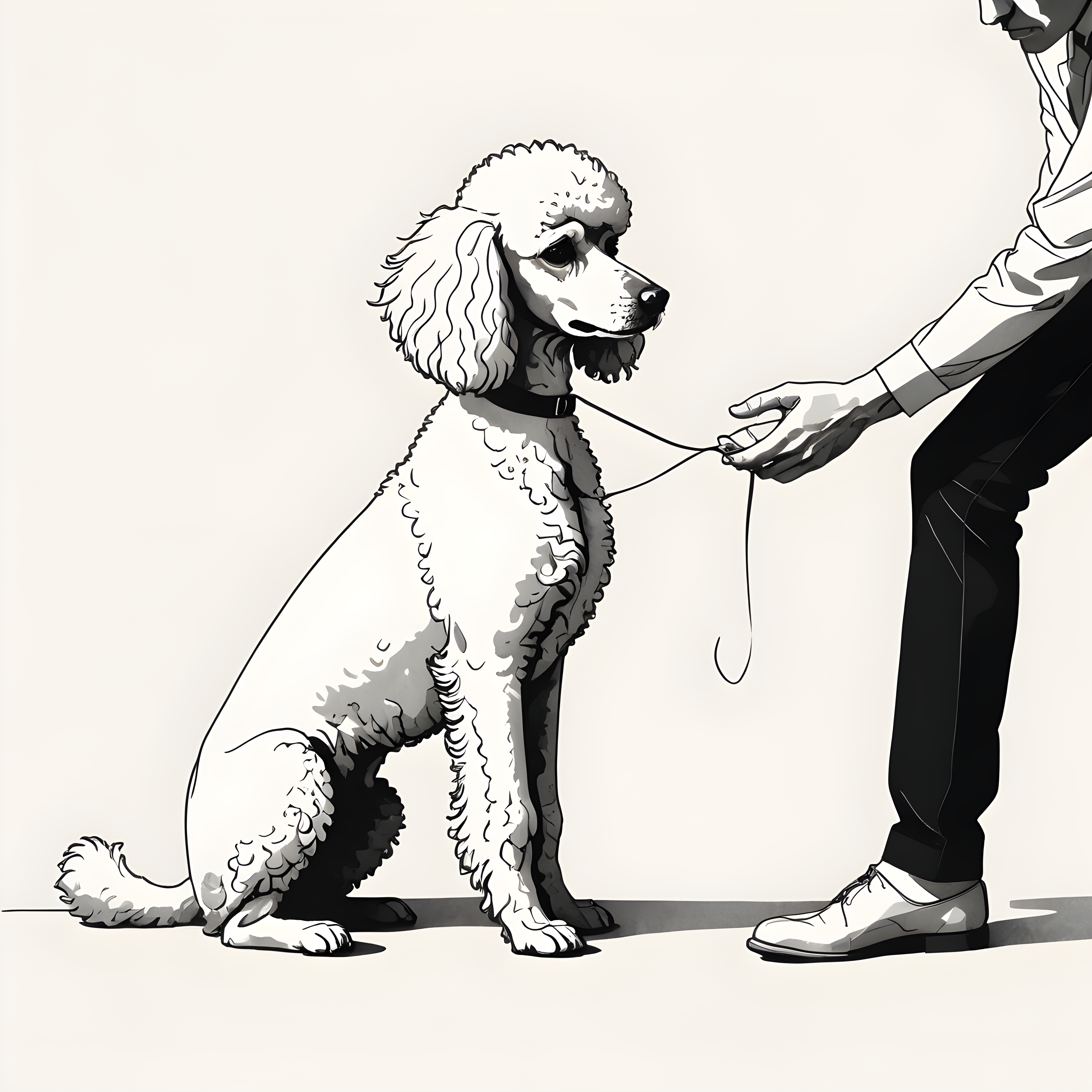 Flat Color Poodle — Minimalist Line Art (Emotional)