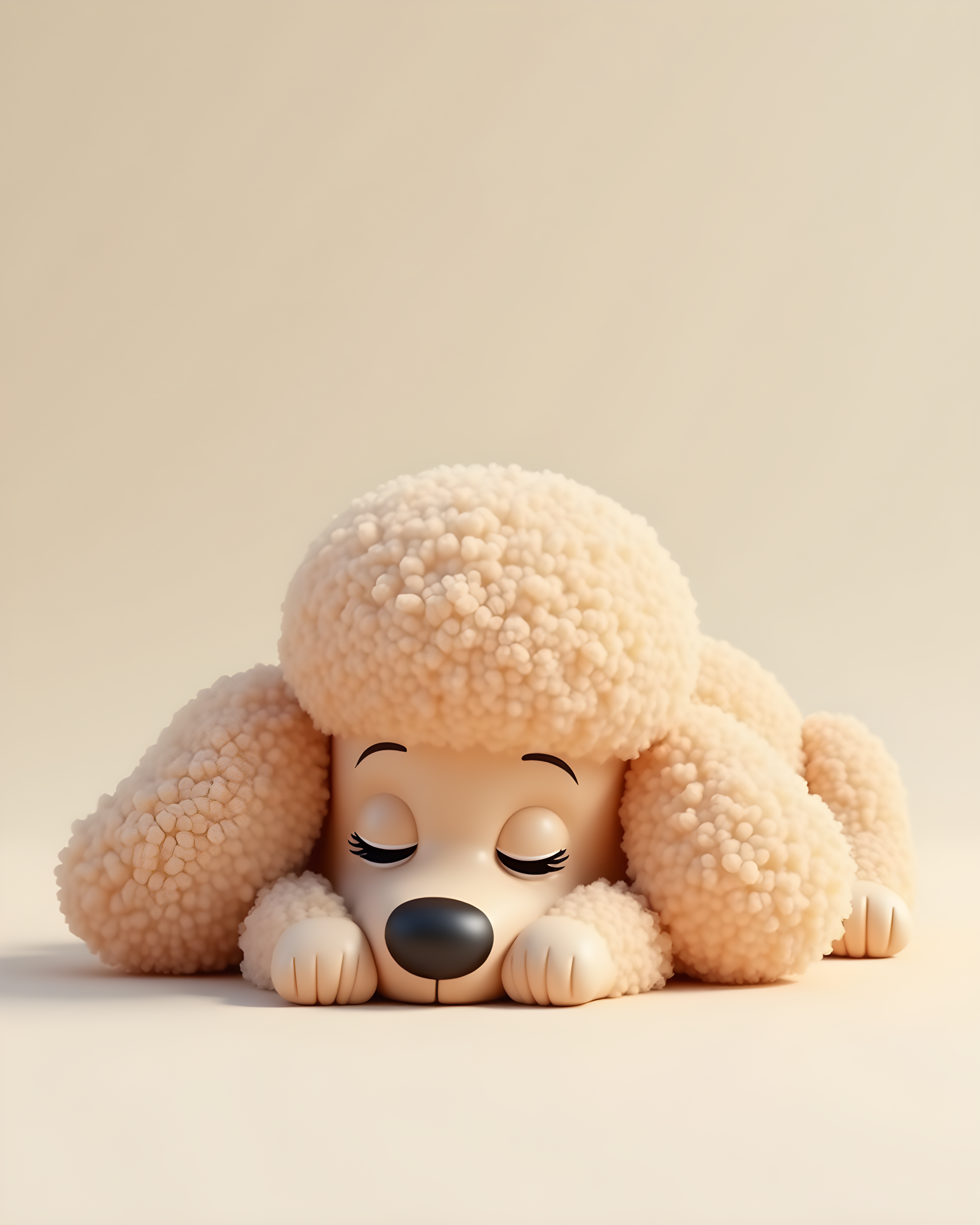 Flat Color Poodle — 3D Render (Savage) — Wall Art (Printable) — Portrait 4×5