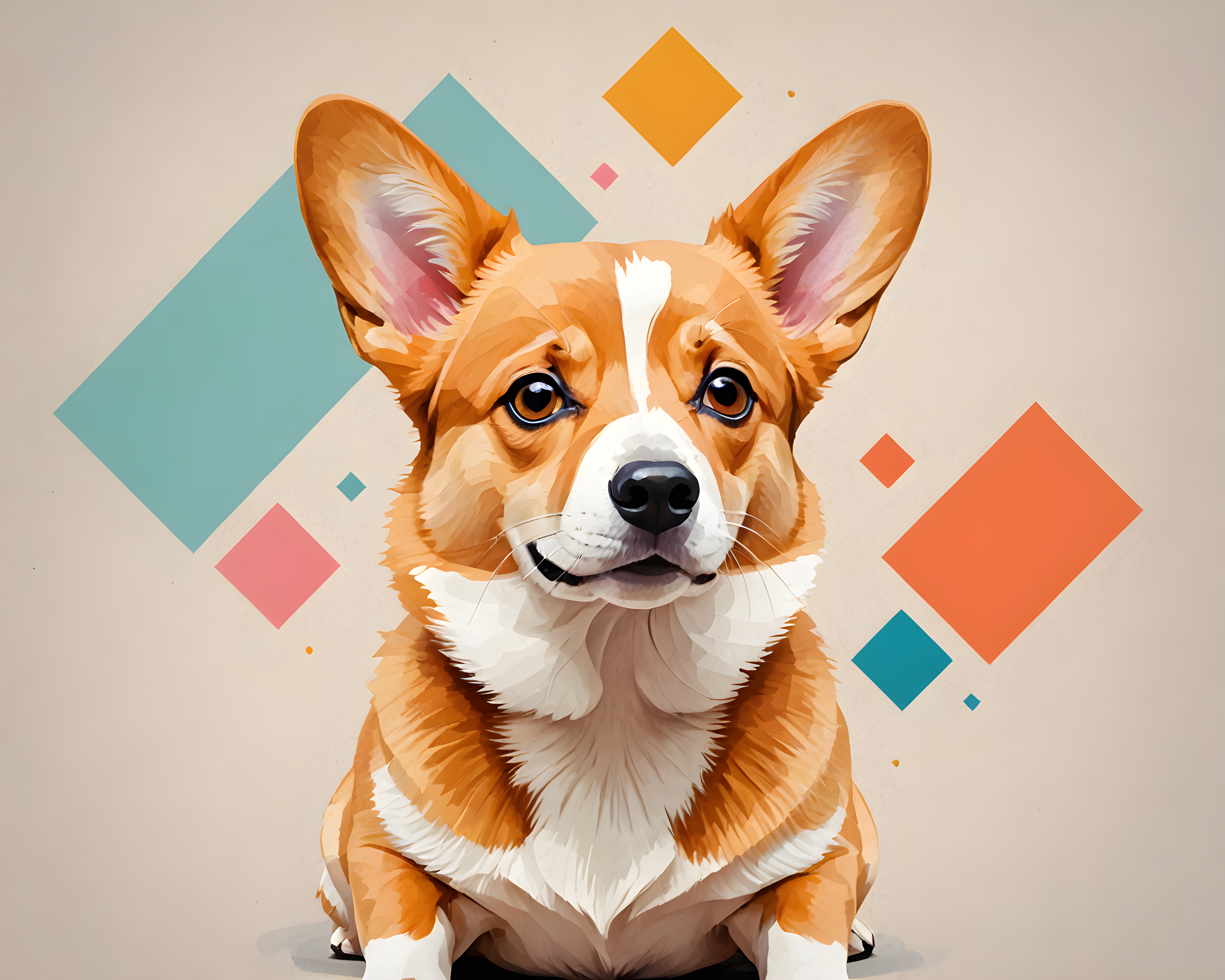 Geometric Corgi — Abstract (Cute)