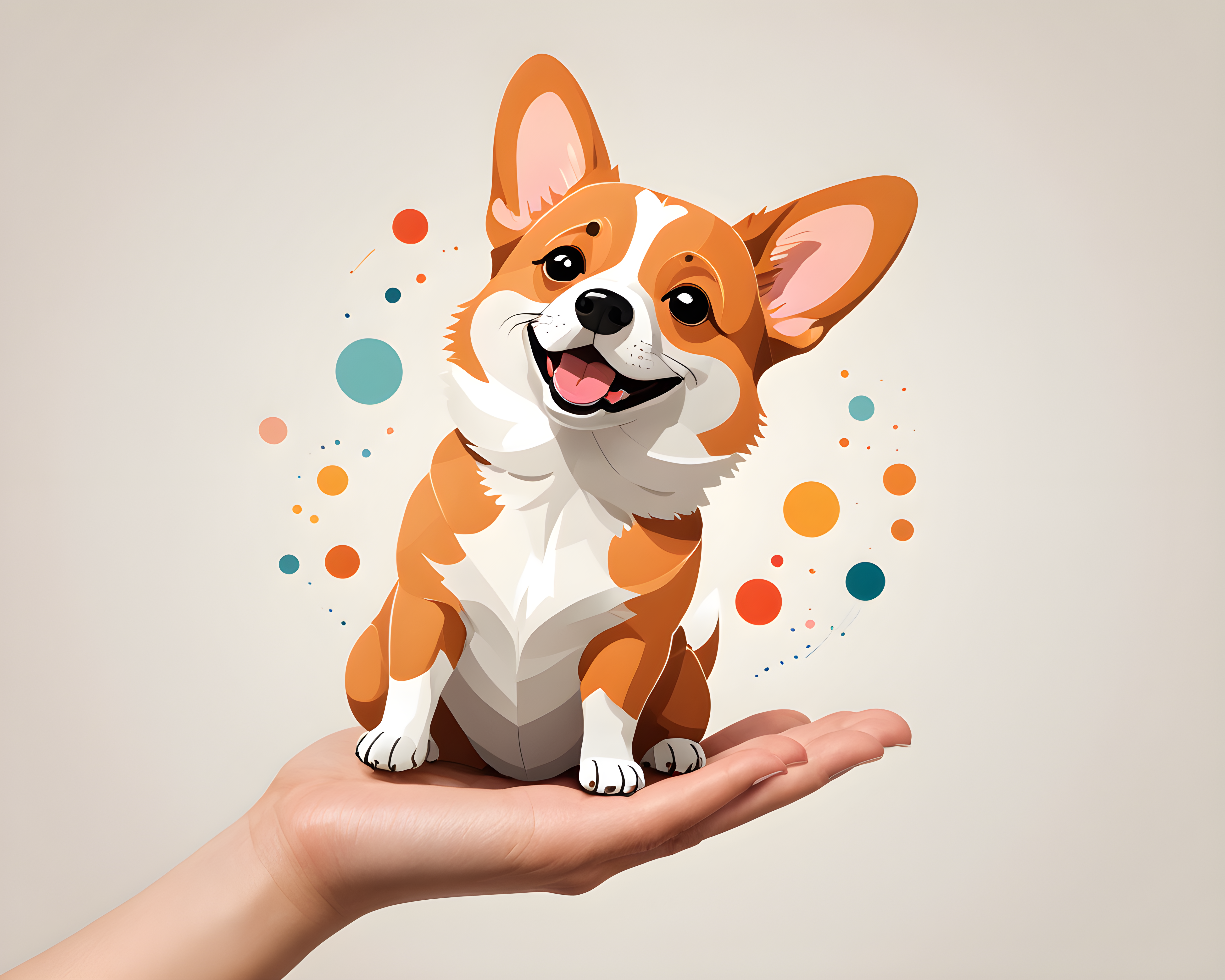 Geometric Corgi — Cartoon / Kawaii (Playful)