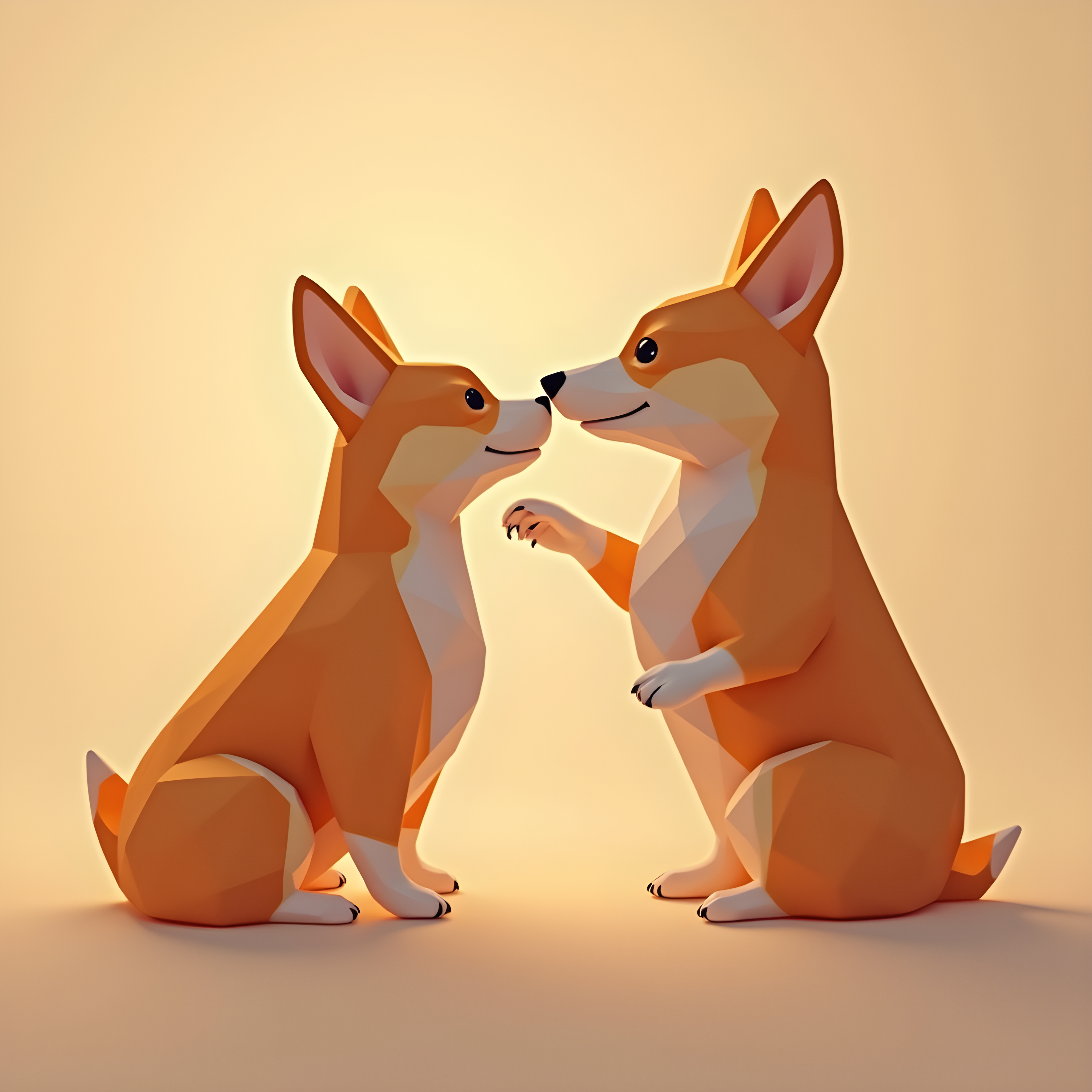 Geometric Corgi — Hyper-Realistic (Romantic)