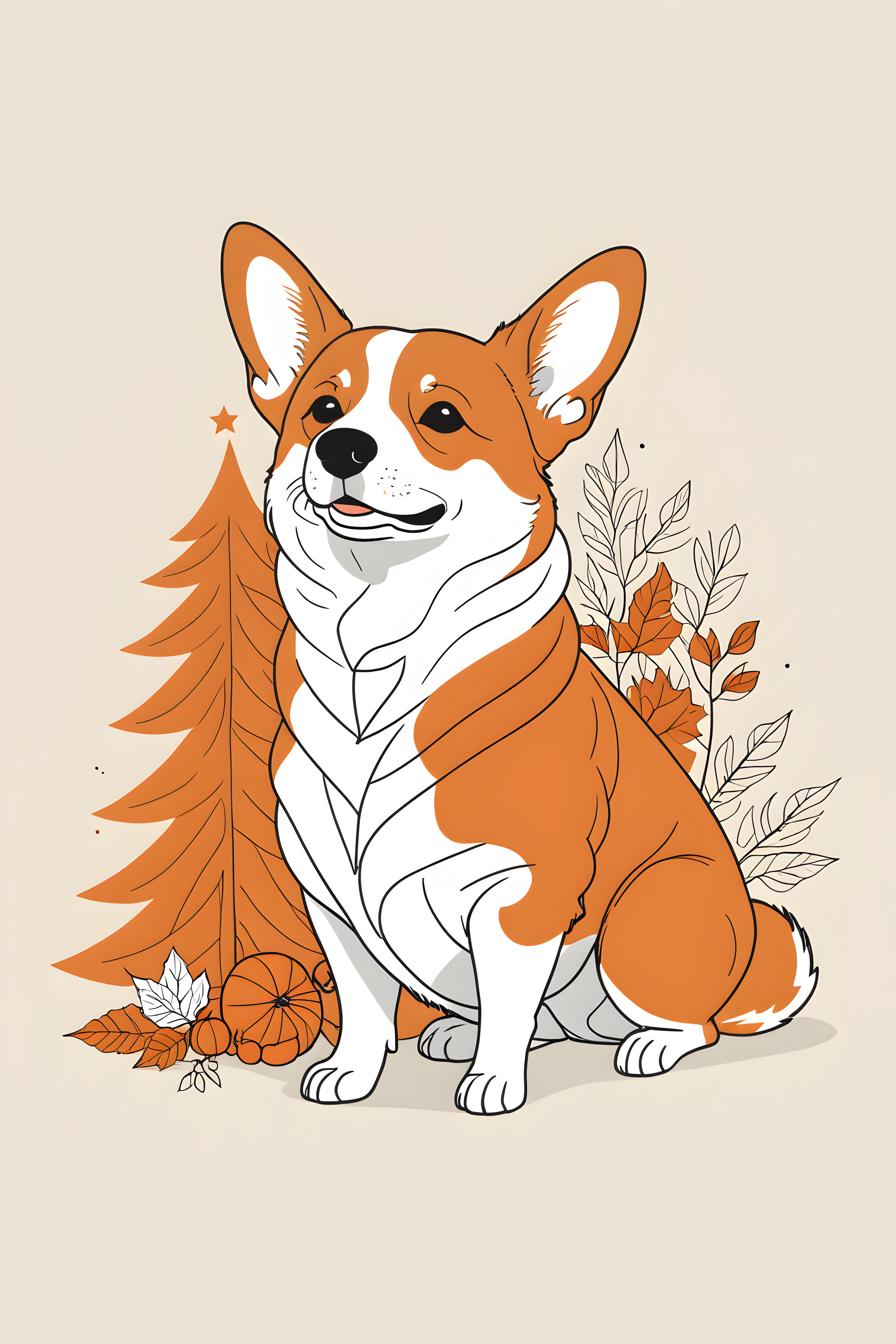 Geometric Corgi — Line Art (Seasonal)