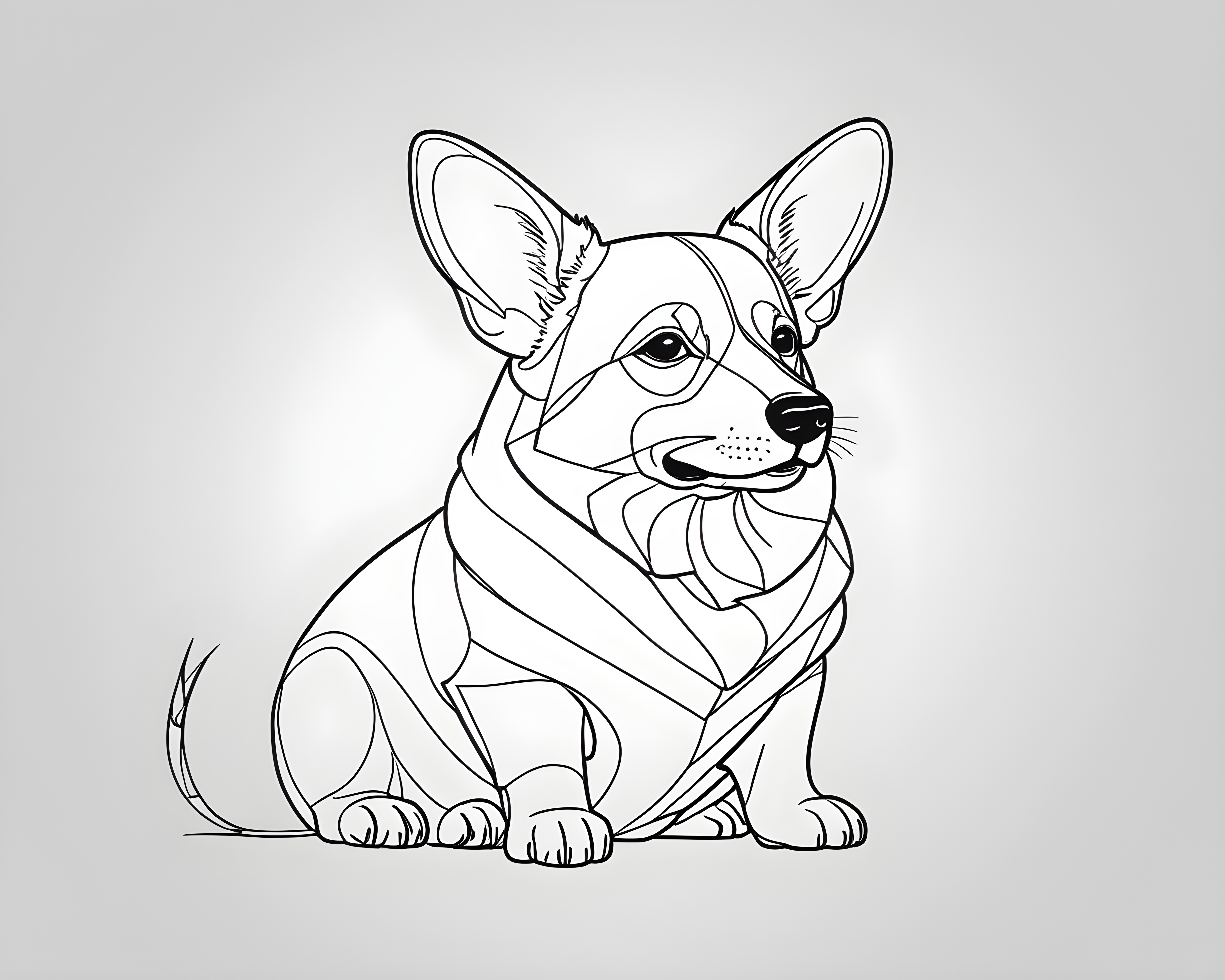Geometric Corgi — Minimalist Line Art (Sleepy)