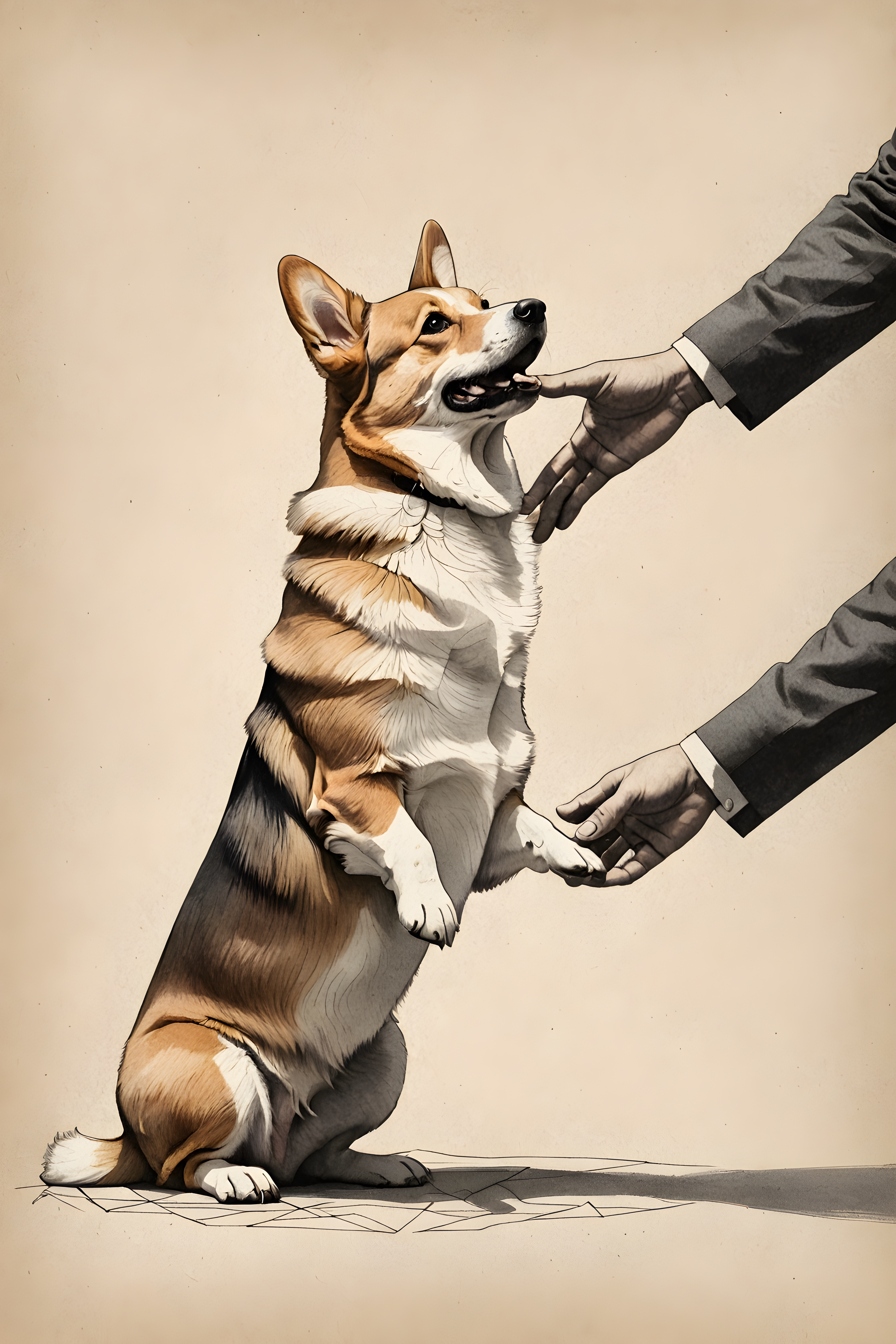 Geometric Corgi — Pencil Sketch (Motivational)