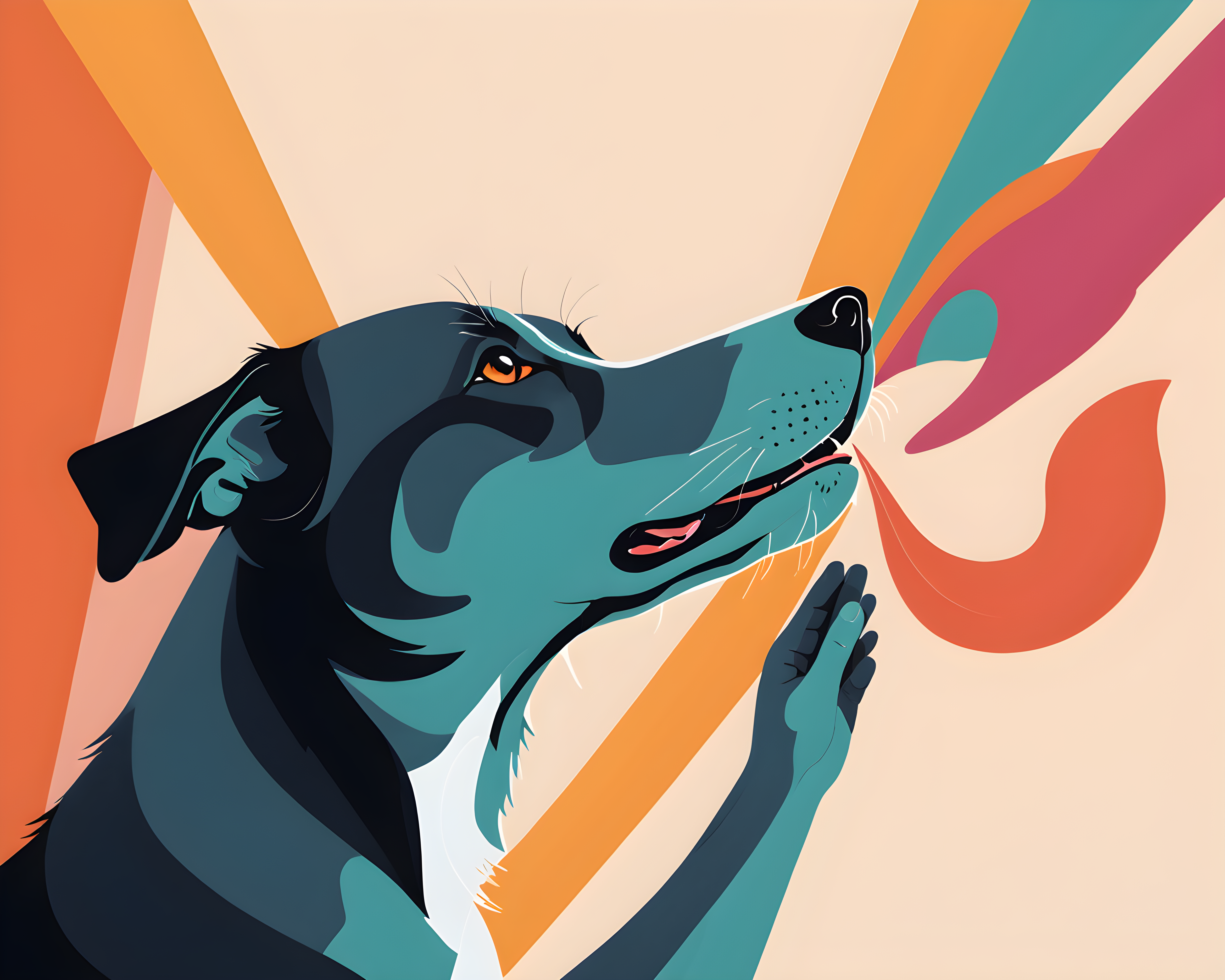 Line Art Dog — Abstract (Happy)